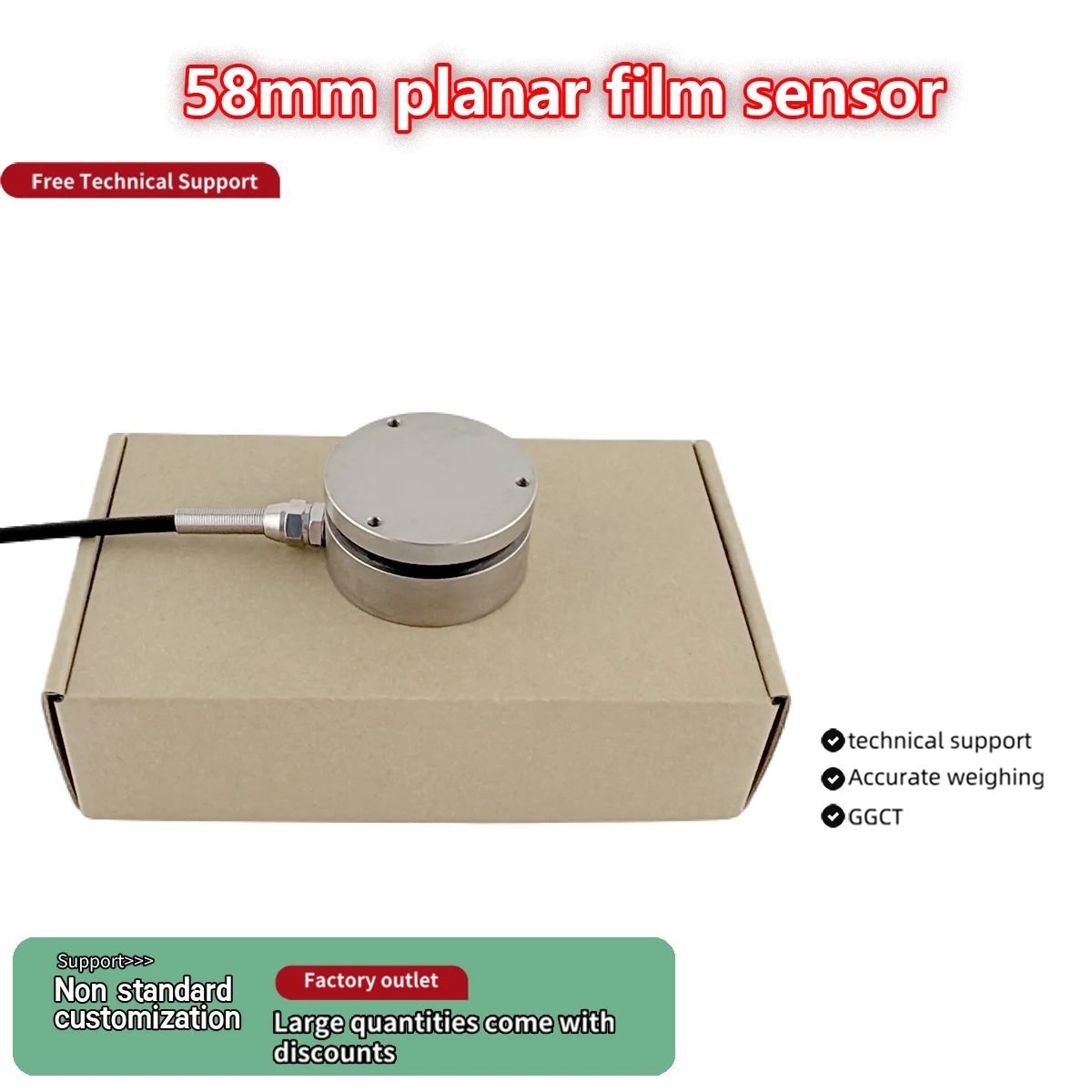 Celda de Carga de 58mm con Pantalla Digital, Sensor de Acero Aleado de 10t para Pesaje Industrial y Medición de Fuerza