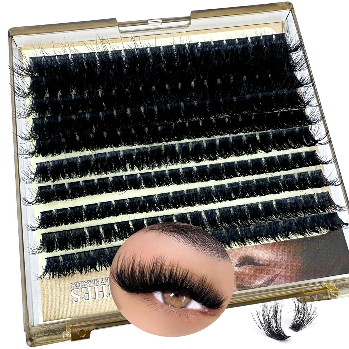 AMSDCN Extensiones de Pestañas Postizas Gruesas y Esponjosas DIY, Extensiones de Pestañas Individuales con Efecto Wispy, MIX D Curl