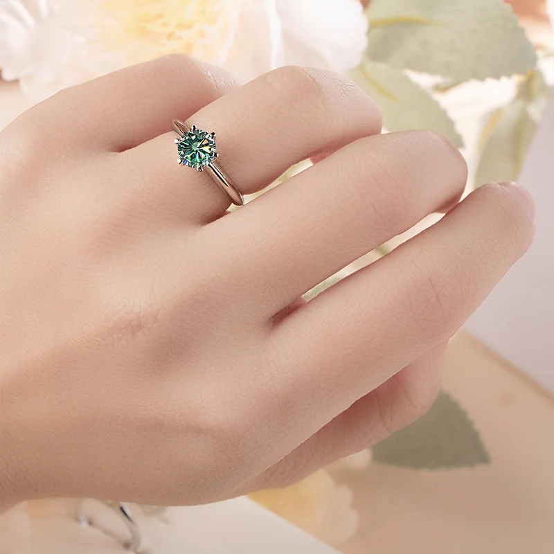 Anillo de moissanita con certificación GRA VVS1, anillo solitario de diamante de laboratorio para mujer, promesa de compromiso, joyería de boda