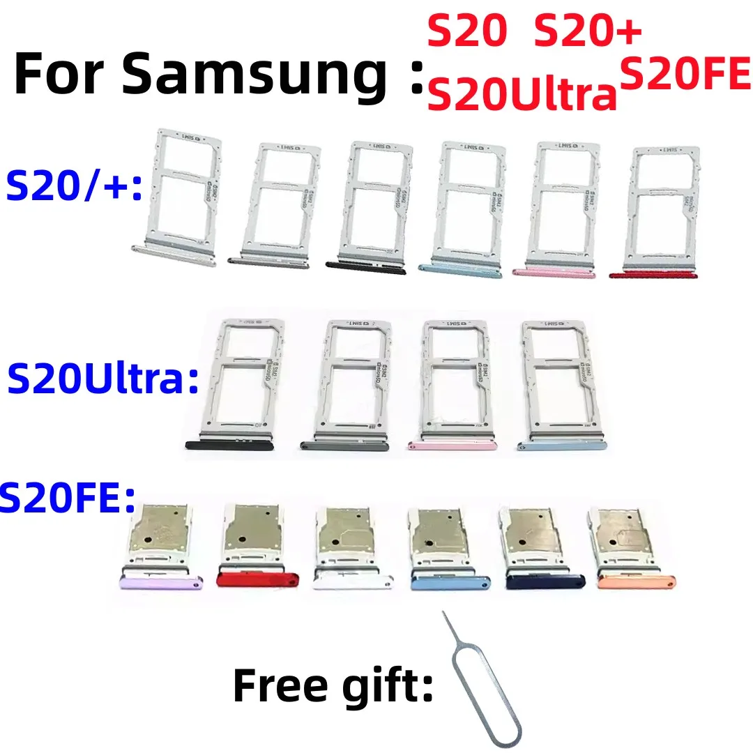 Bandeja de tarjeta SIM SD, soporte de cajón con ranura para chip para Samsung Galaxy S20, S20Plus +, S20FE, S20Ultra, SM-G9860, G980F, g9880, G781