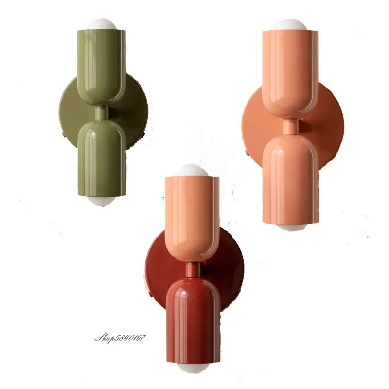 Lámpara de pared de estilo crema moderna, lámpara de noche para dormitorio de doble punta, luces artísticas de estudio para habitación de niños, aplique de pared creativo minimalista