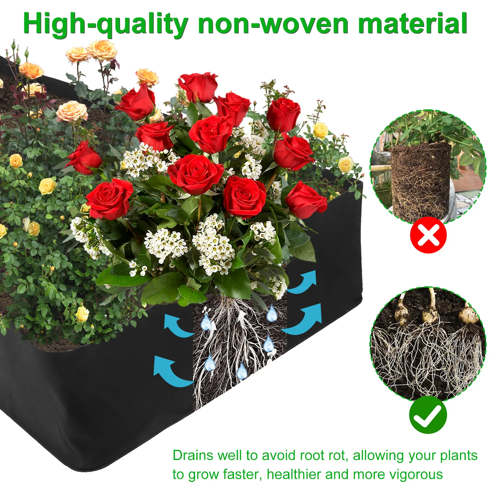 Bolsa para plantar jardín con 4/8 rejillas, contenedor de cama para plantar fresas, verduras y flores, grande, portátil y reutilizable