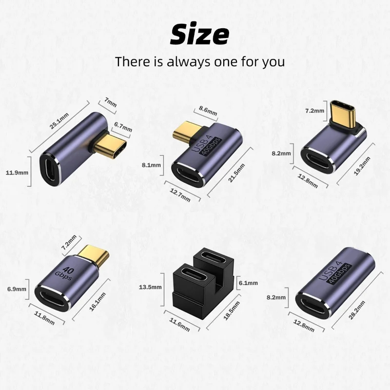 Adaptador de Metal USB 100 tipo C, convertidor de carga de USB-C para teléfono, Macbook Air Pro y portátil, transferencia rápida de datos, OTG, 40gbps, 4,0 W