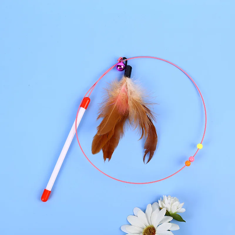 Palo de cosquillaje para gatos con plumas de alambre, productos para mascotas, juguetes interactivos para gatos, palo para gatos, juguete para gatitos, accesorios para mascotas