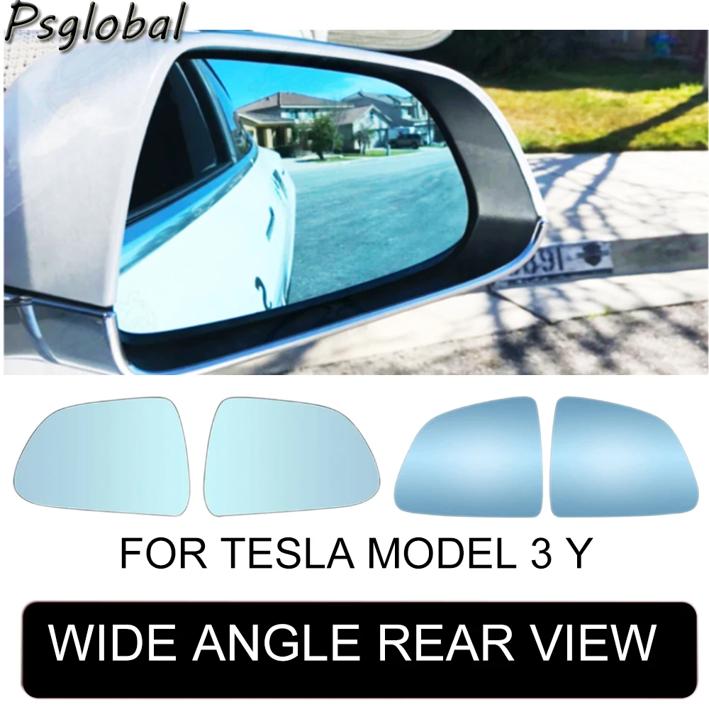 Espejo retrovisor gran angular 800R, repuesto de calefacción, marcha atrás antideslumbrante para Tesla Model 3 Y X S, accesorios, 1 par