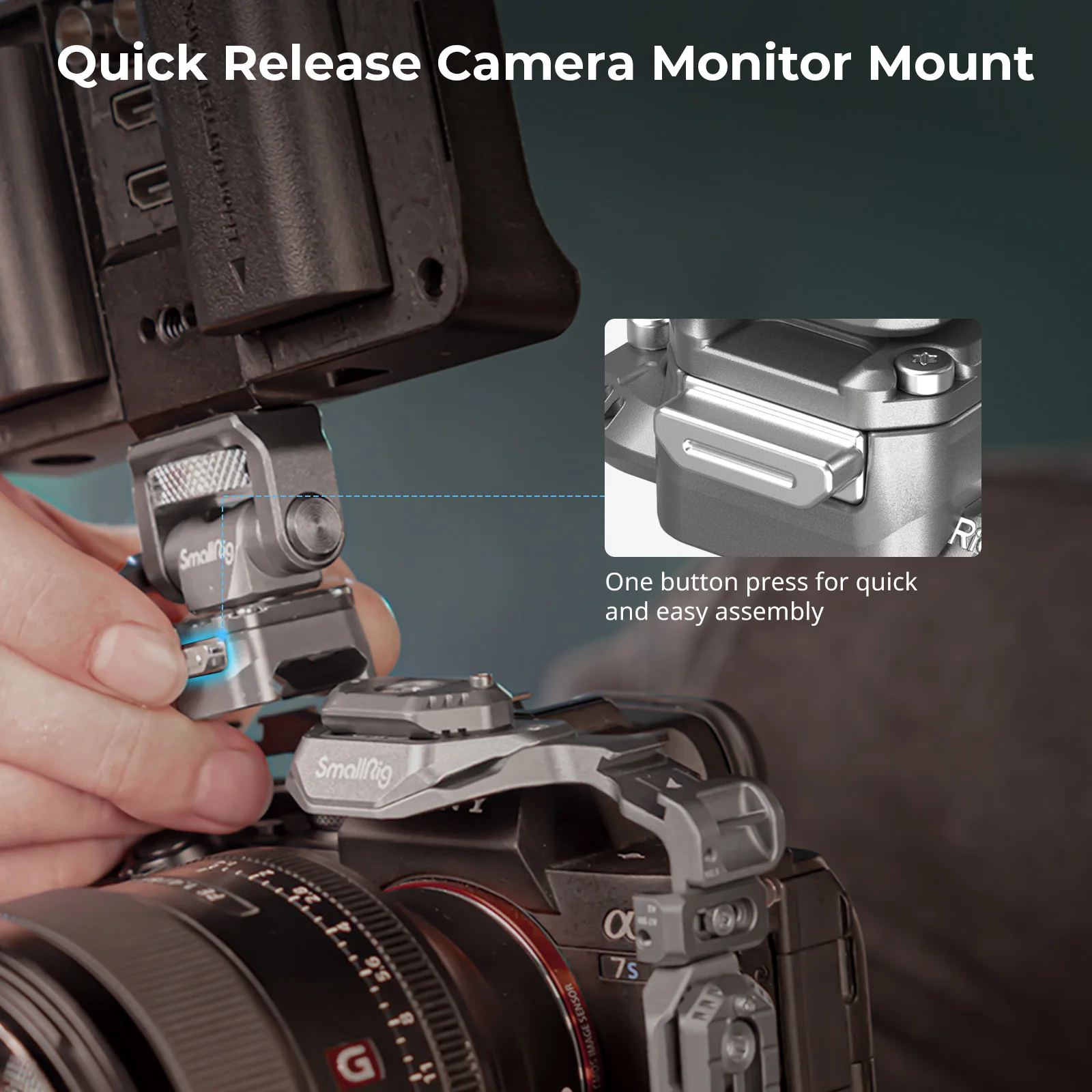 SmallRig HawkLock H21 soporte de Monitor de liberación rápida con abrazadera NATO, cámara giratoria e inclinable ajustable, soporte de Monitor NATO-4487
