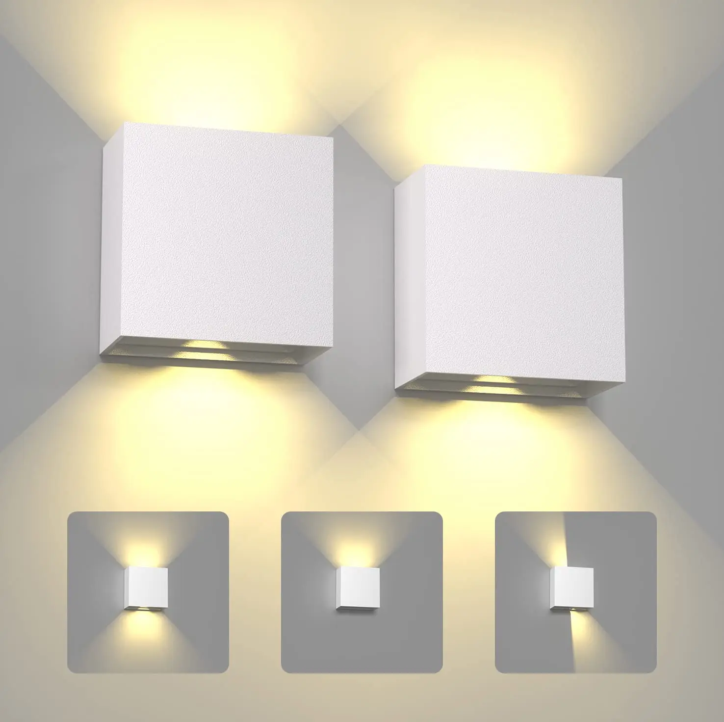Apliques de pared LED, lámpara de pared IP65 moderna para interiores y exteriores de 6W, luces de montaje en pared arriba y abajo para sala de estar, pasillo y dormitorio