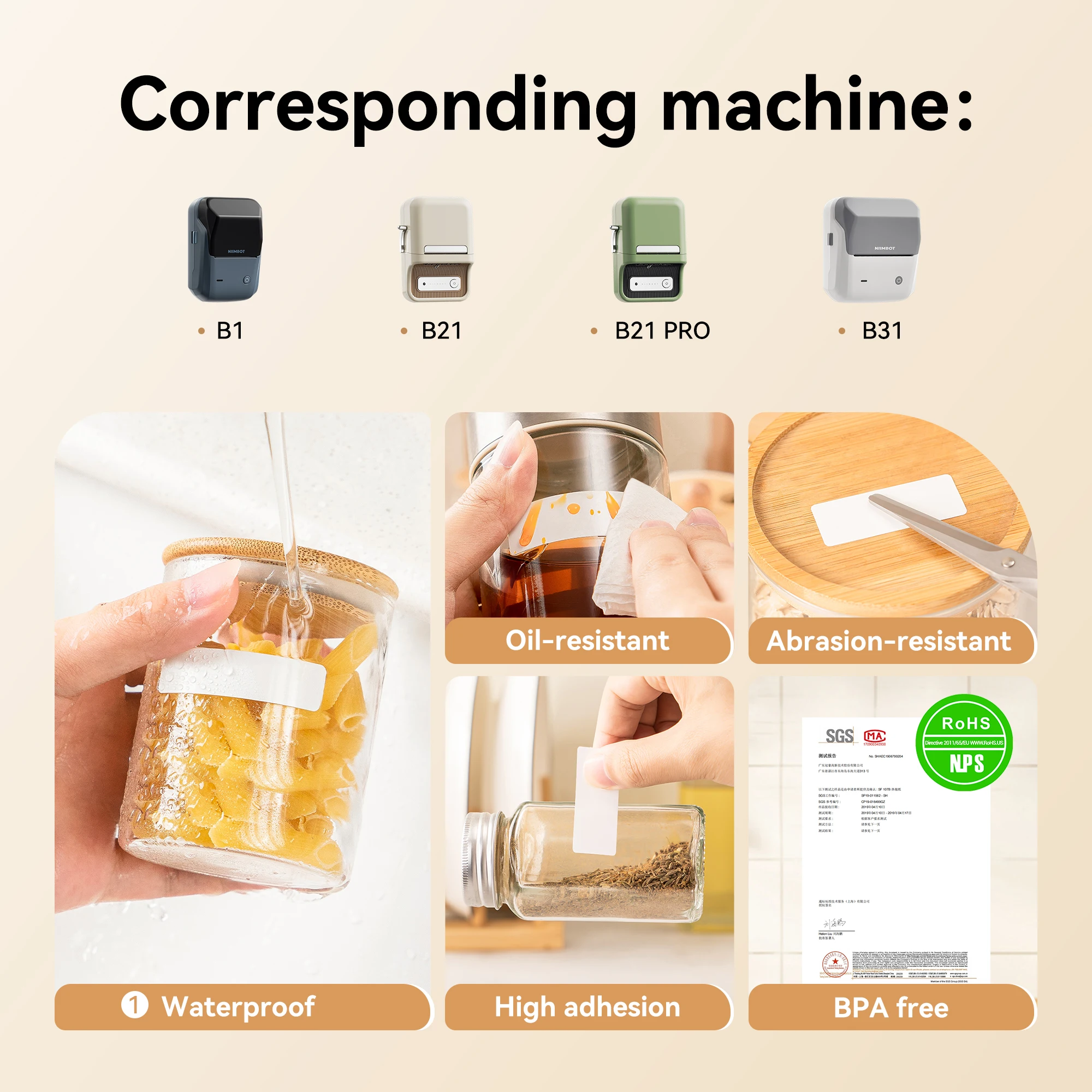 2 rollos NIIMBOT B1 B21 B3S etiquetas térmicas precio de ropa etiqueta autoadhesiva de alimentos impermeable Oficina bolsillo impresora papel de etiquetas