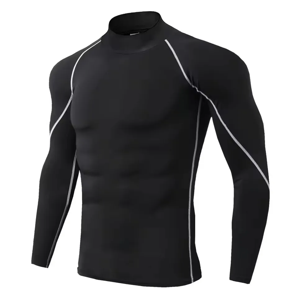 Camiseta deportiva para hombre, camiseta de secado rápido para culturismo y correr, camiseta de compresión de manga larga para gimnasio, camiseta ajustada para Fitness para hombre Rashgard