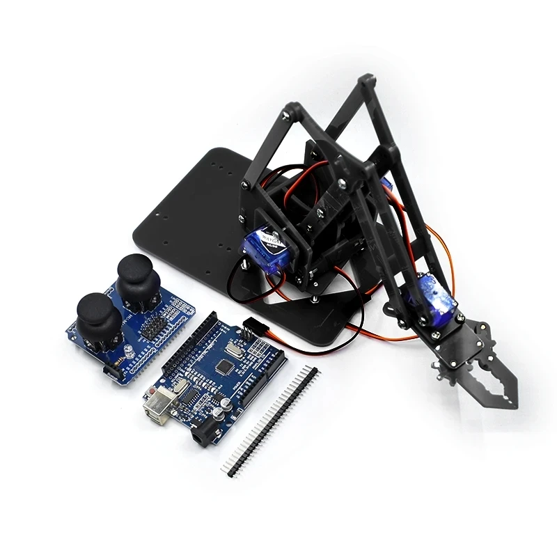 SG90 MG90S Brazo Robótico Mecánico de Acrílico de 4 Grados de Libertad Sin Ensamblar, Garra Manipuladora para Arduino, Kit de Aprendizaje DIY para Makers