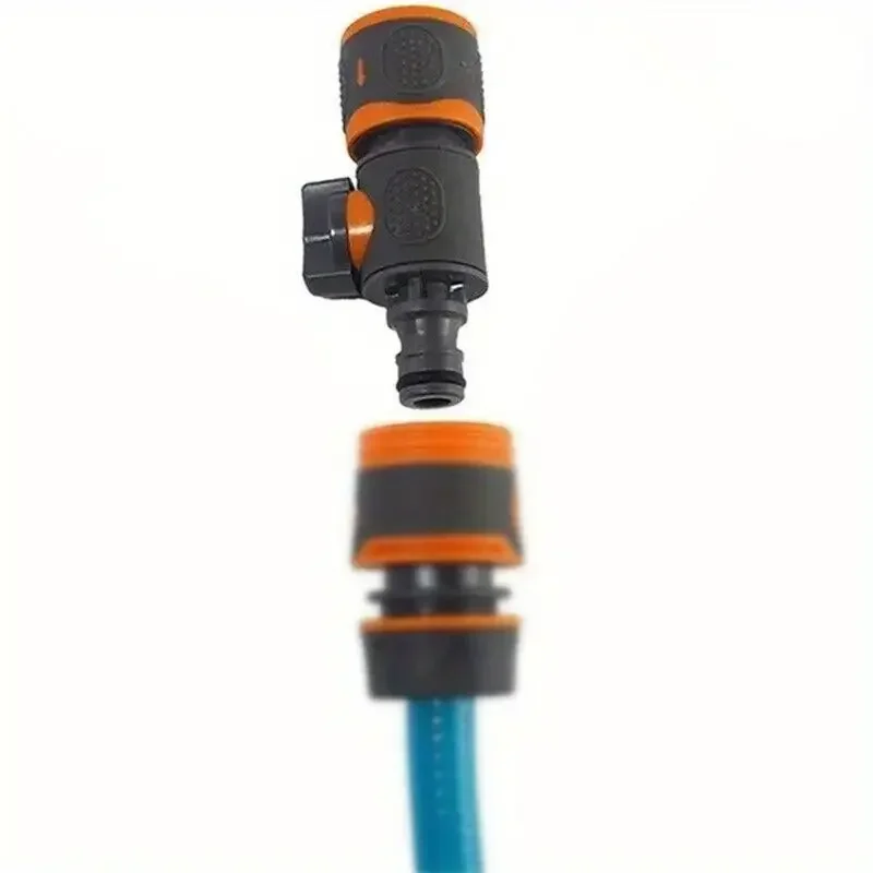 Adaptador de manguera de jardín de conexión rápida con válvula de cierre, apto para mangueras de 1/2", 3/8", 1/4", y 3/4", ideal para césped, jardines, lavado de autos