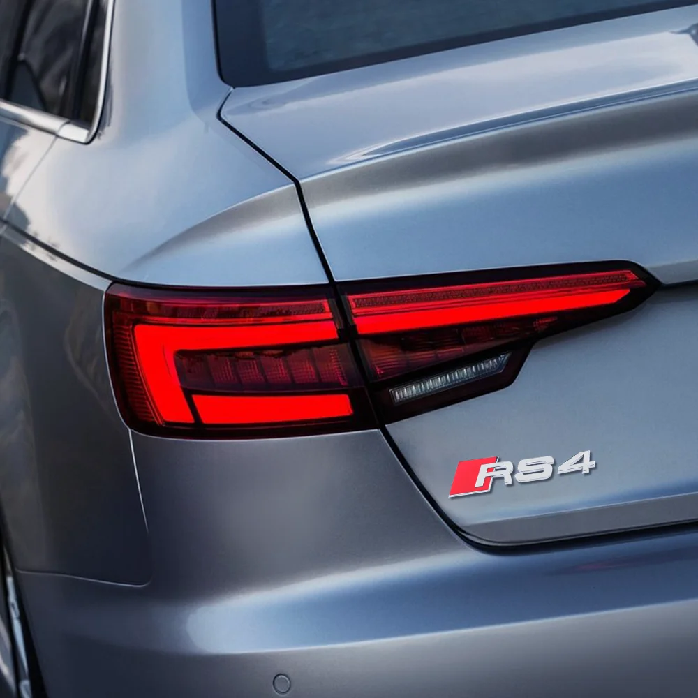 1PCS Emblema ABS RS3 RS4 RS5 RS6 RS7 RS8 para coche, adhesivo decorativo para carrocería, cola y maletero, compatible con Audi A3 8P 8V A4 B6 B7 A6 C5 C7 A5 Q3 Q5 Q7 S