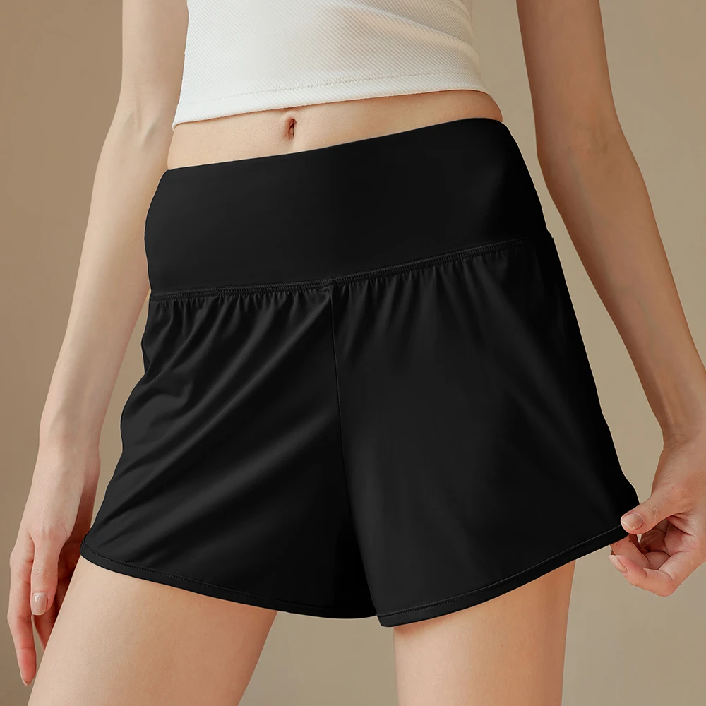 Pantalones cortos deportivos con bolsillo trasero para mujer, pantalones de tres cuartos de entrenamiento profesional de verano de secado rápido, antiexposición para correr