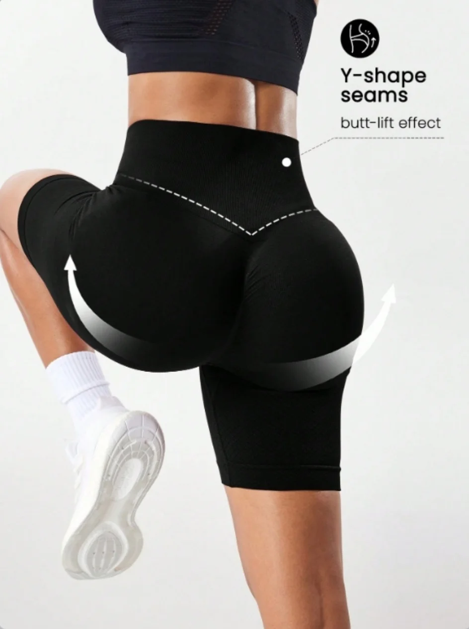 Pantalones cortos deportivos ajustados de cintura alta para mujer, pantalones de yoga para fitness, pantalones para correr elásticos y transpirables, modernos y sl