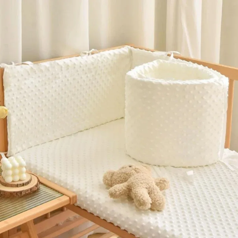 Barandilla gruesa para cuna, Protector para decoración de habitación de bebé, valla de cuna de bebé de Color sólido, protección de cama de algodón