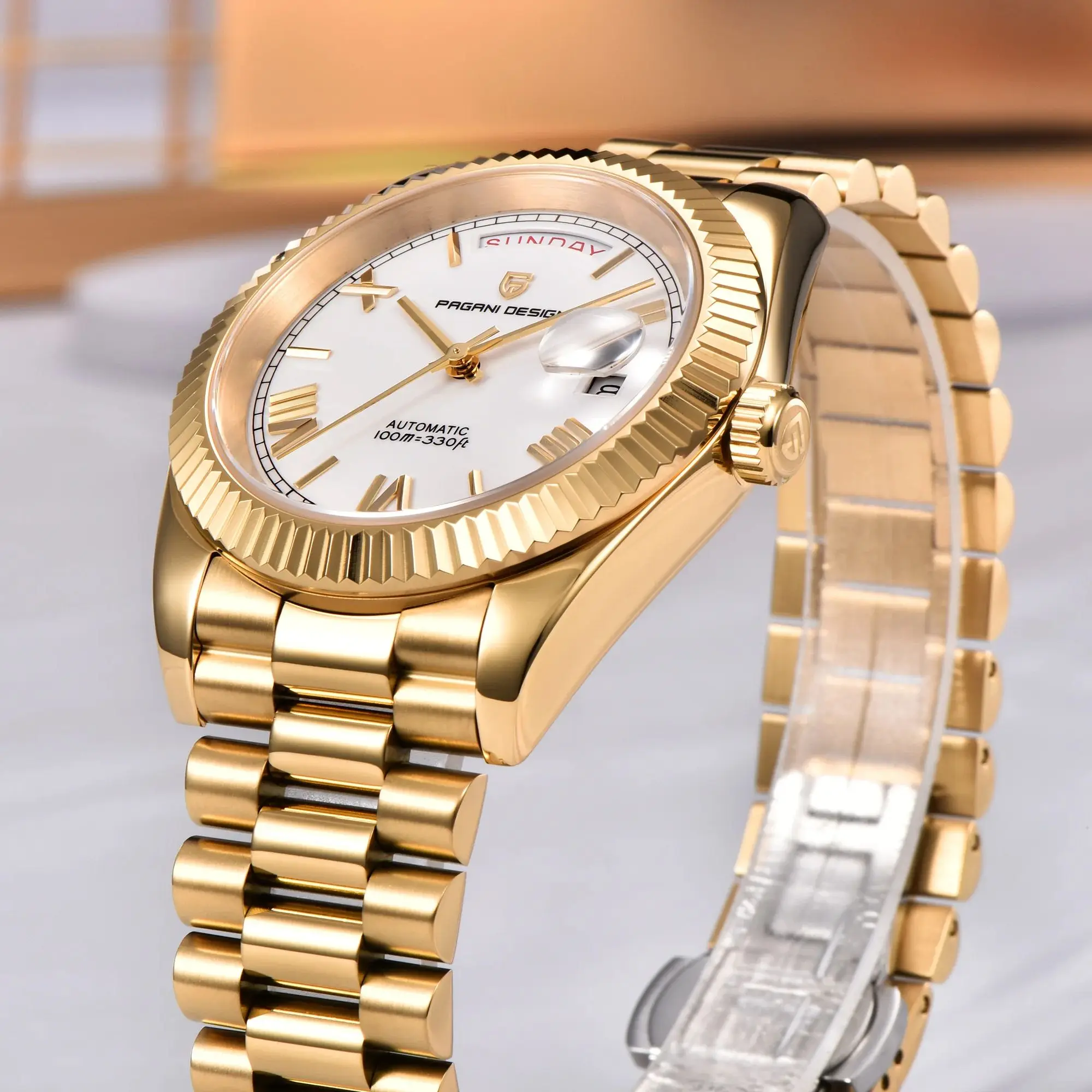 Relojes PAGANI DESIGN para Hombre DD40, Reloj Automático de Lujo Dorado y Blanco, Relojes Mecánicos para Hombre con Fecha y Día de la Semana, Movimiento Japonés, Novedad 2026