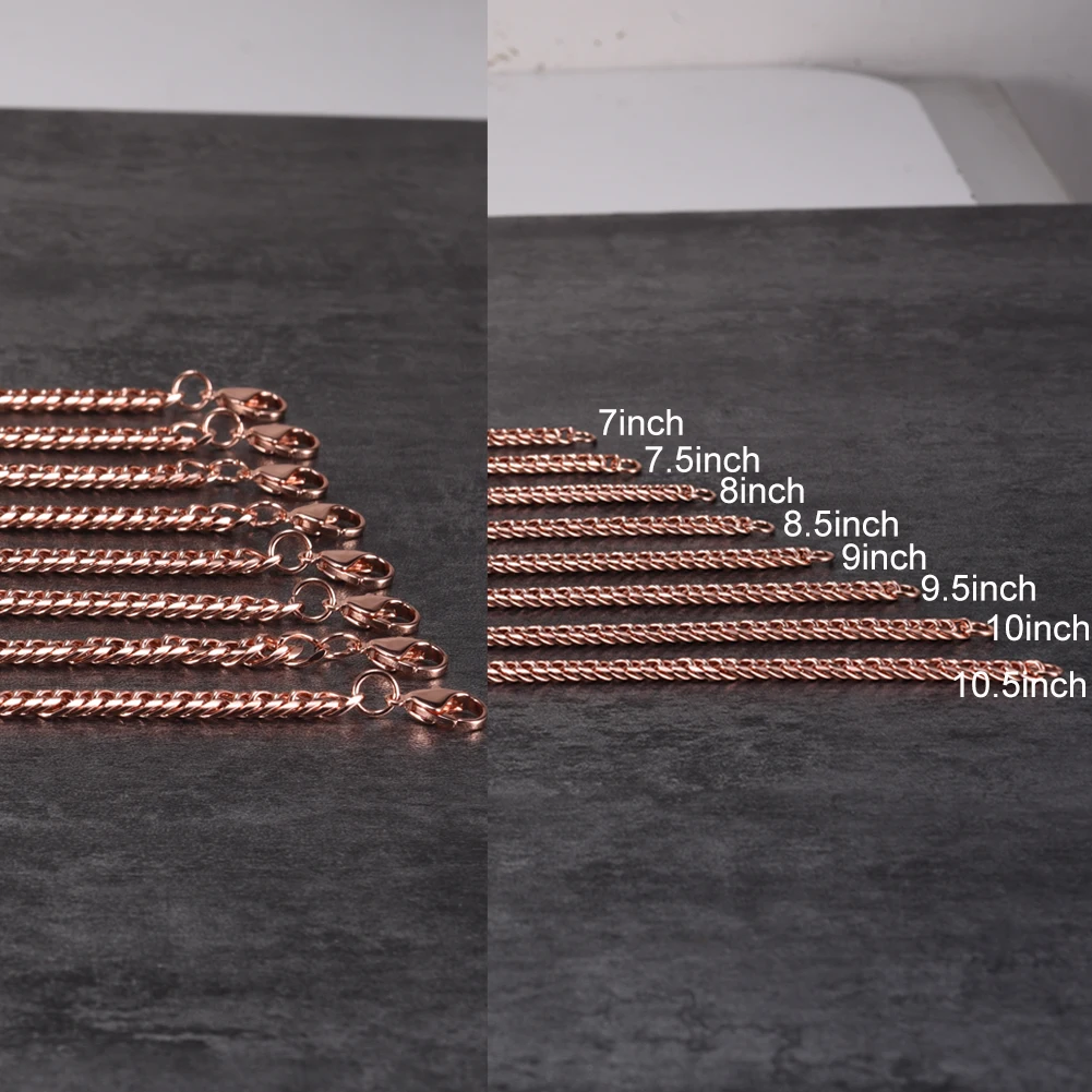 Pulseras de cobre puro para hombres y mujeres, cadena cubana ajustable, cierre de langosta, 6mm de ancho, antiarañazos, joyería masculina de 7-10,5 pulgadas