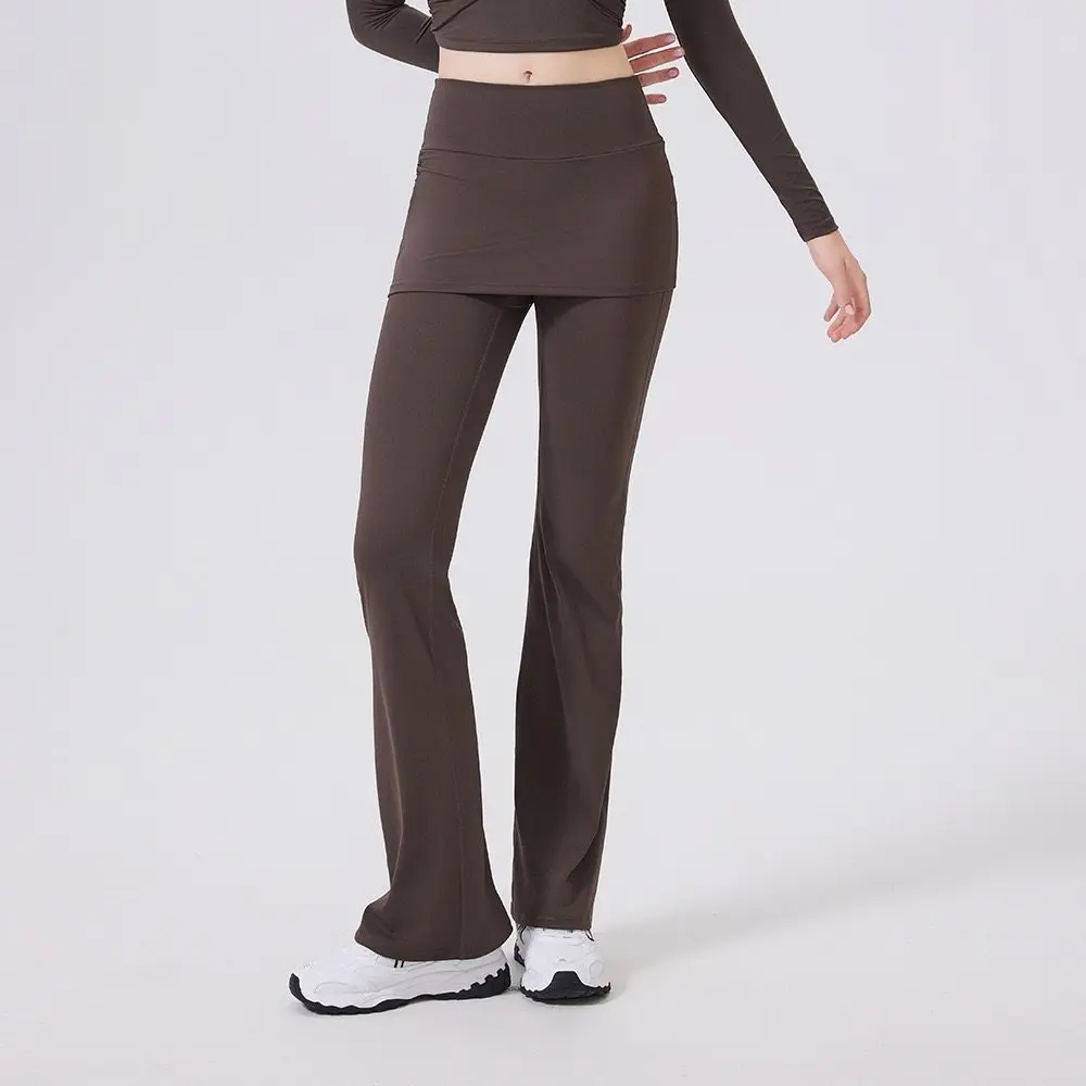 Pantalones de Yoga de cintura alta para mujer, pantalones deportivos acampanados, falda que cubre la cadera, mallas para correr, entrenamiento de baile, pantalones de Fitness para Pilates