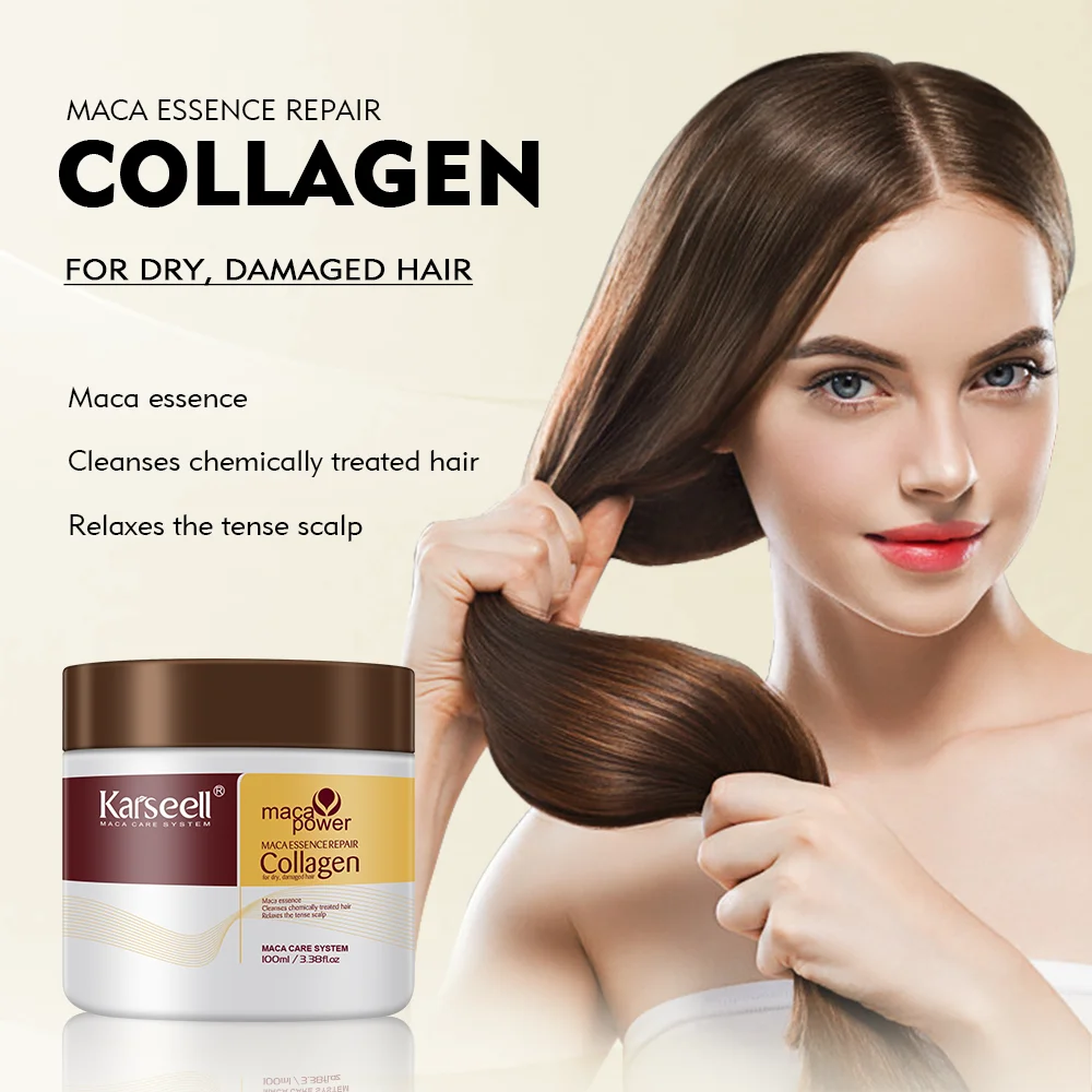 Karseell-mascarilla capilar de colágeno, 100ML, reparación profunda de daños, aceite de argán, tratamiento capilar de colágeno, previene la rotura del cabello para todo tipo de cabello