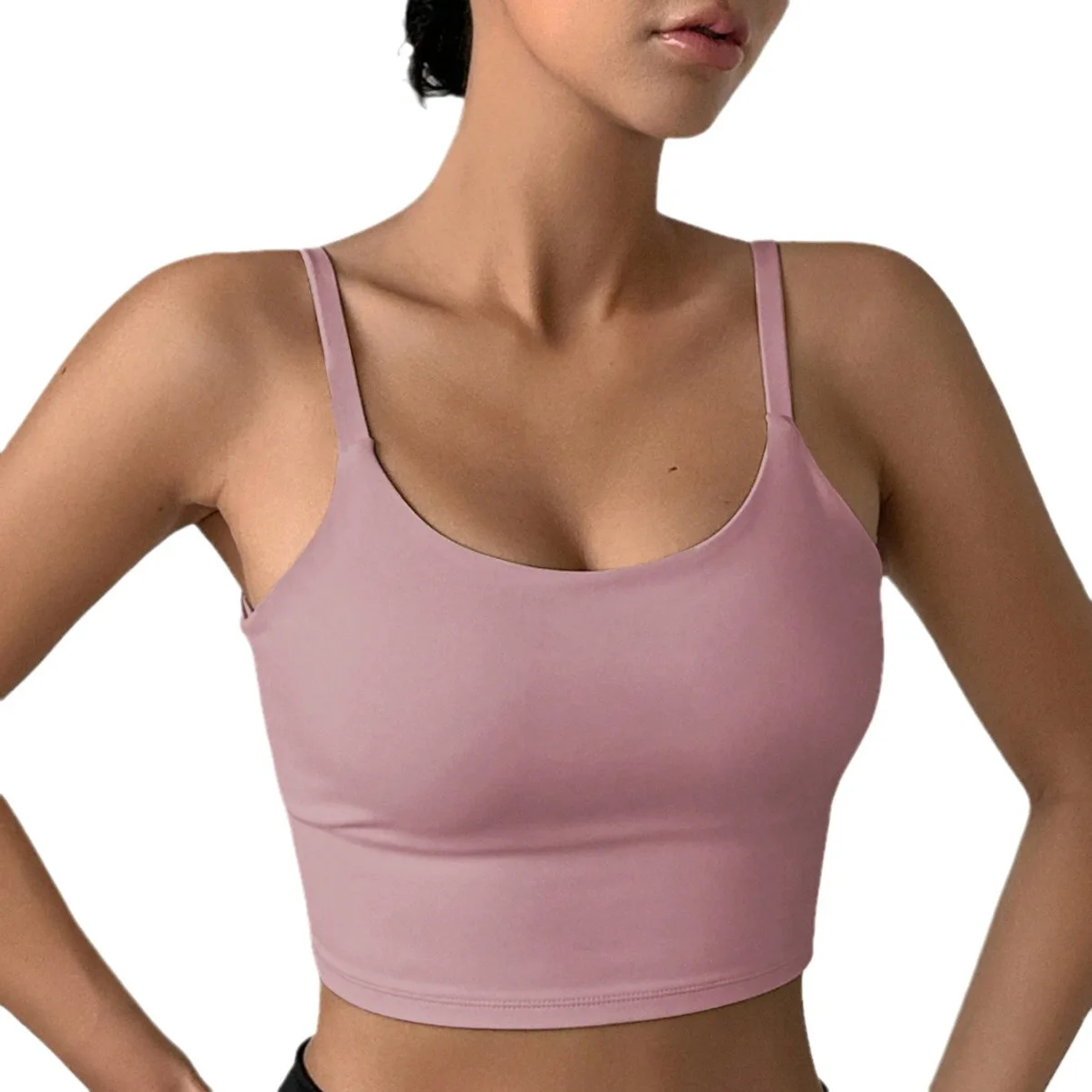Ropa interior de Yoga para mujer, Sujetador deportivo liso transpirable en forma de U, Top con almohadilla para el pecho, gimnasio, entrenamiento atlético ajustado, chaleco para correr