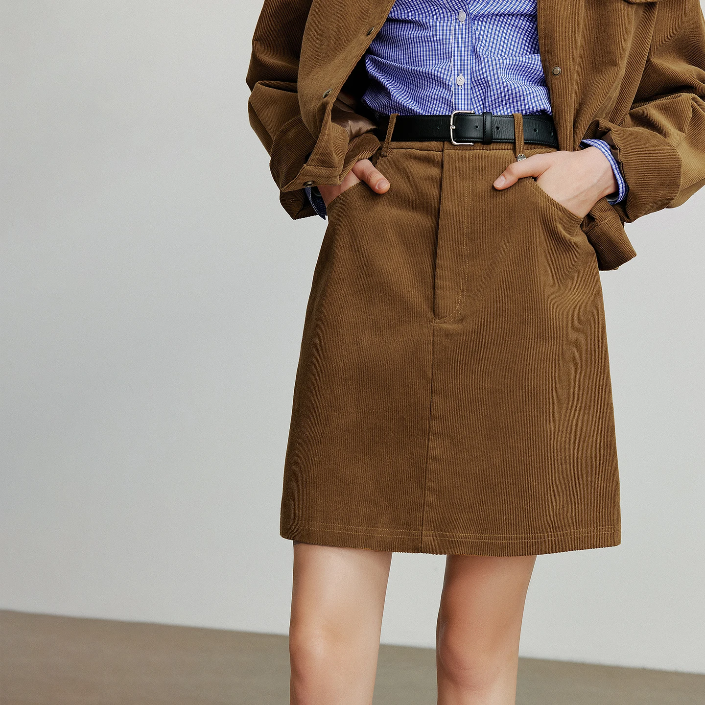 TOYOUTH-falda Midi para mujer, minifalda de línea A de algodón puro con cintura elástica de pana Retro, otoño 2025
