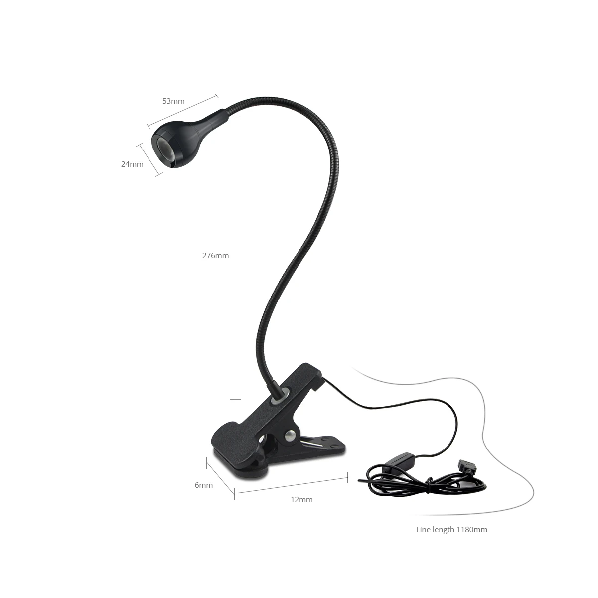 Lámpara de escritorio Flexible de 360 grados con Clip de soporte, lámpara de alimentación USB, luz de lectura para libros, Cable con Clip con interruptor de encendido y apagado, luz nocturna