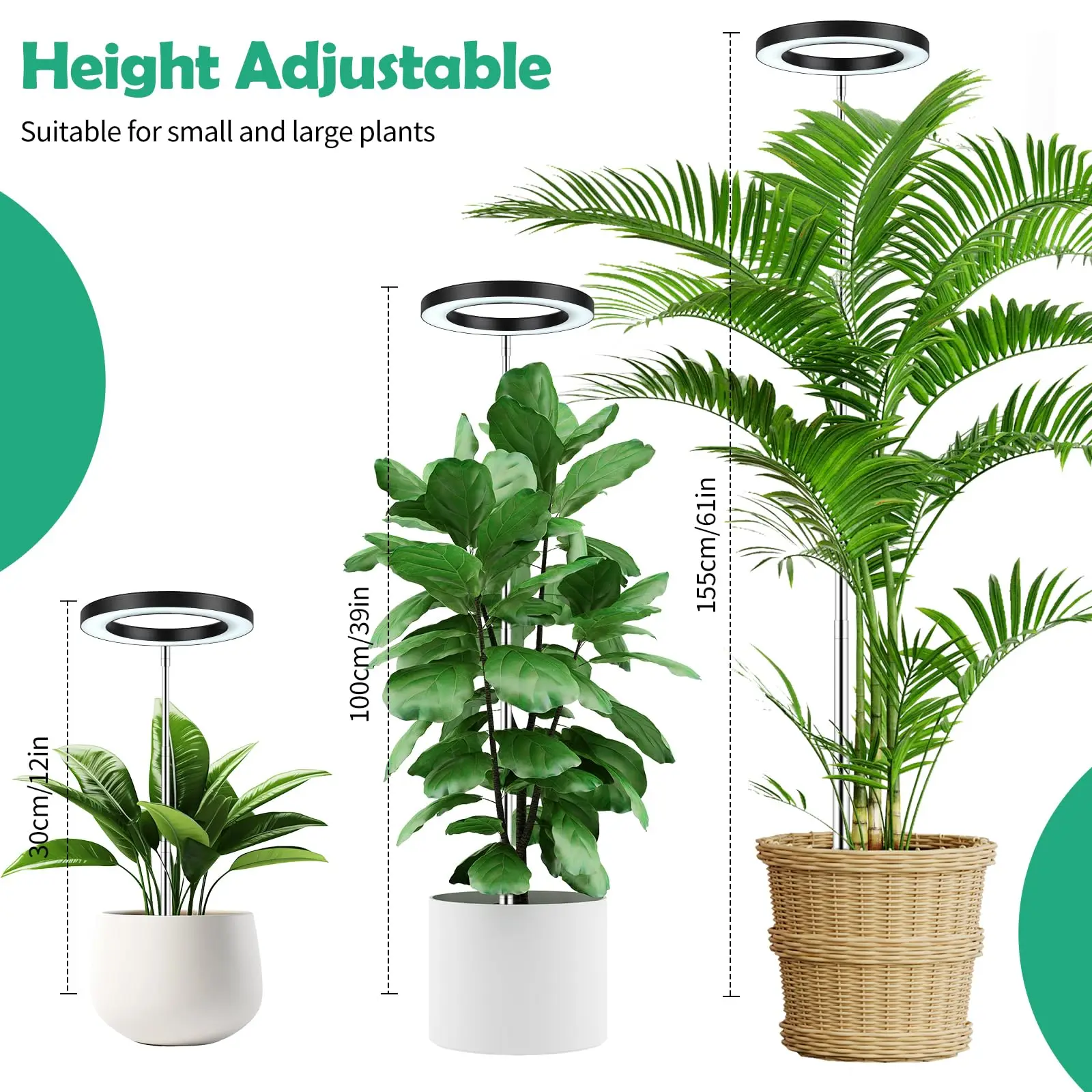 Lámpara de Cultivo para Plantas, Altura Ajustable con Temporizador de Encendido/Apagado Automático 3H/9H/12H, 10 Niveles de Brillo Regulable, Ideal para Iluminación de Plantas en Escritorio o Hogar
