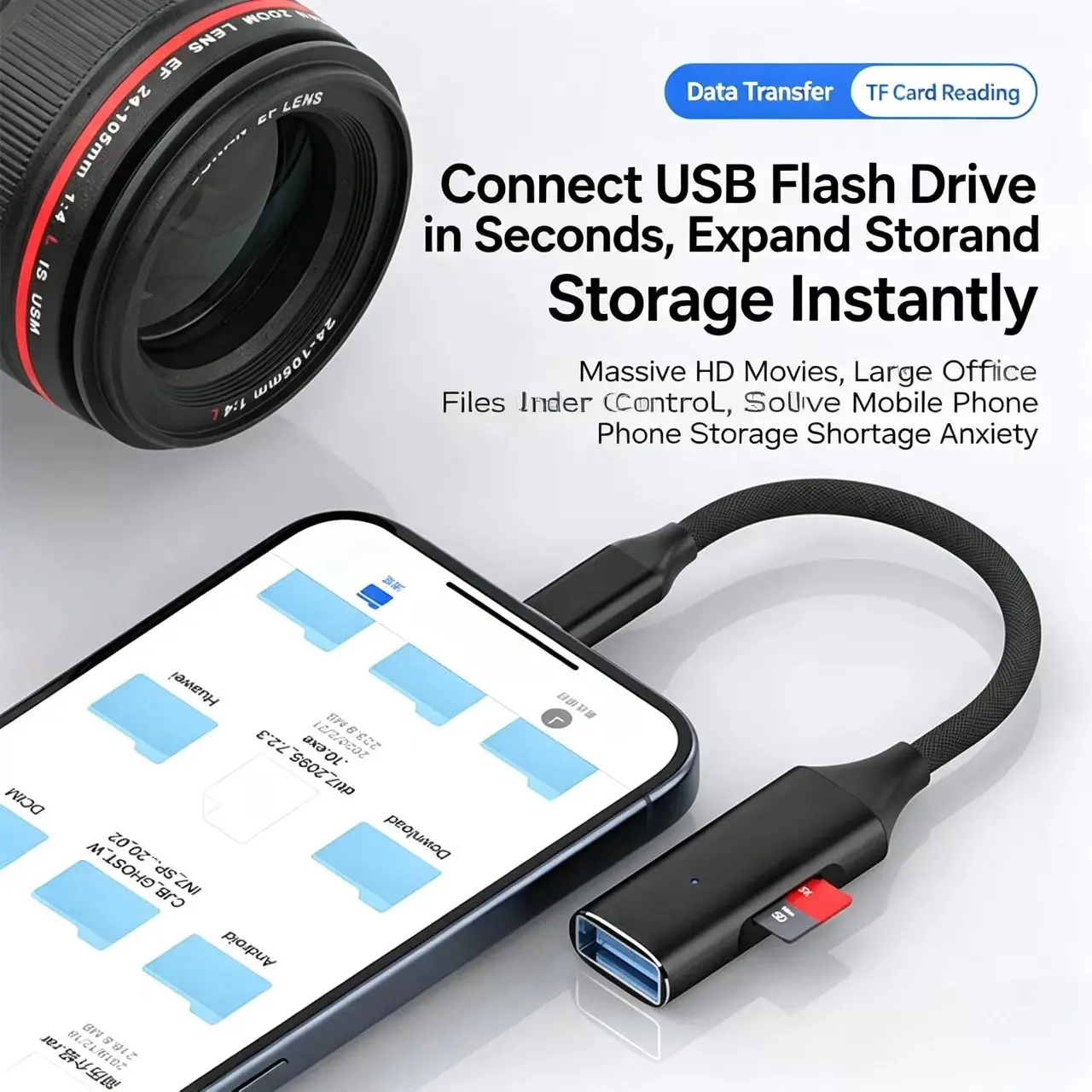 OTG Type C To USB 3.0 Adapter Cable USB A Female to Type C Male Adapter TF Card Reader For Iphone 15 16 Samsung Type C Adapter
