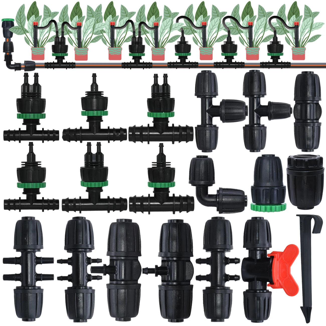 KESLA 5 uds 1/2 3/4 1 ''tubo de PE 16mm 20mm 25mm conector divisor Acoplamiento en T a 4/7mm 1/4 manguera riego de jardín riego por goteo