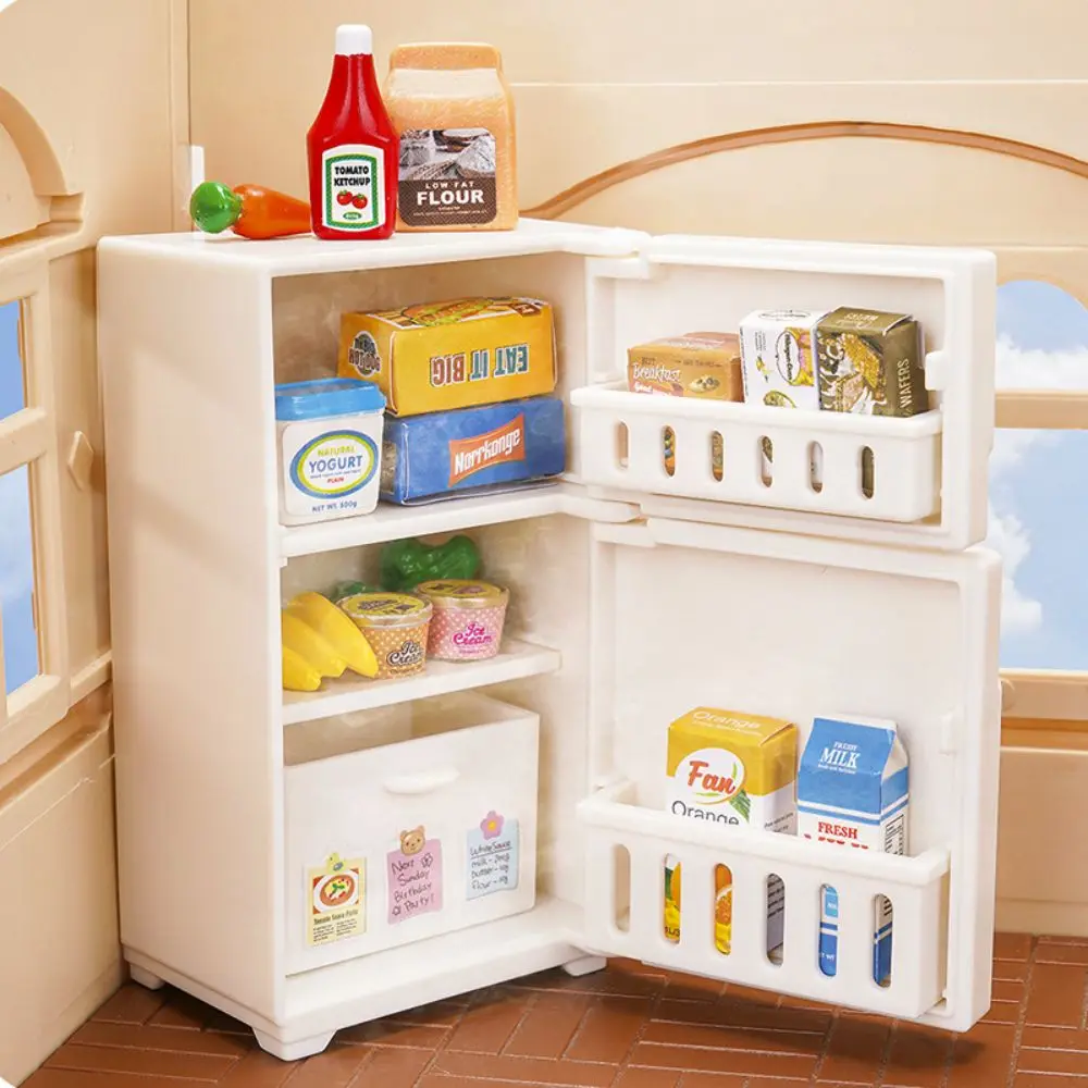 Familia del bosque, muebles de cocina, baño, dormitorio, juegos de utensilios para hornear, modelo en miniatura, accesorios para casa de muñecas, refrigerador, regalo para niña, 1/12