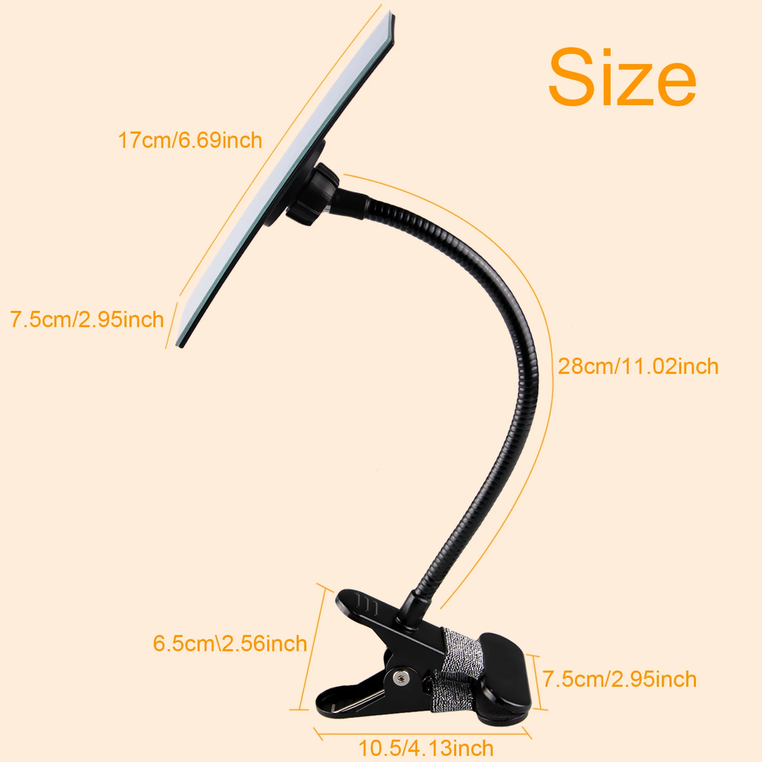 Flexible 360 °   Espejo Ajustable con Clip |   Espejo acrílico HD con brazo flexible para salón de pestañas, oficina y escritorio