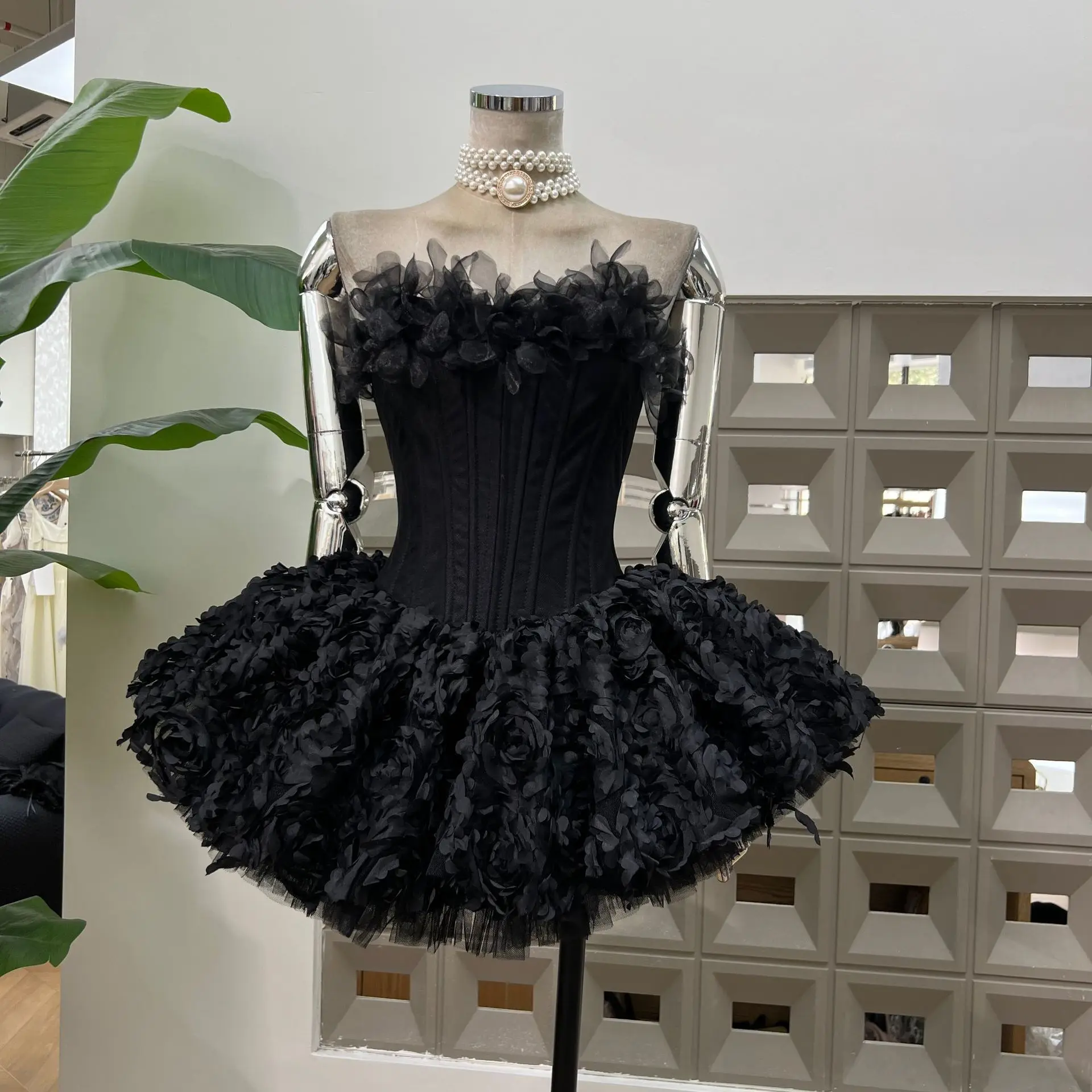 Vestidos Mini Sexys sin Tirantes con Volantes Florales y Corte en A para Mujer, Elegantes Vestidos sin Mangas con Espalda Descubierta, Ajustados, para Fiesta, Cumpleaños, Cóctel