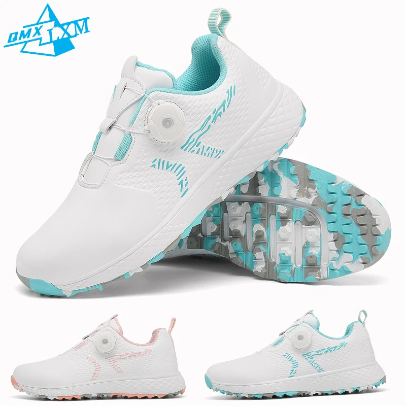 LiXingMing zapatos de Golf para mujer, zapatillas deportivas de Golf profesionales rosas a prueba de agua sin clavos, adiestramiento al aire libre, zapatillas para caminar y Golf
