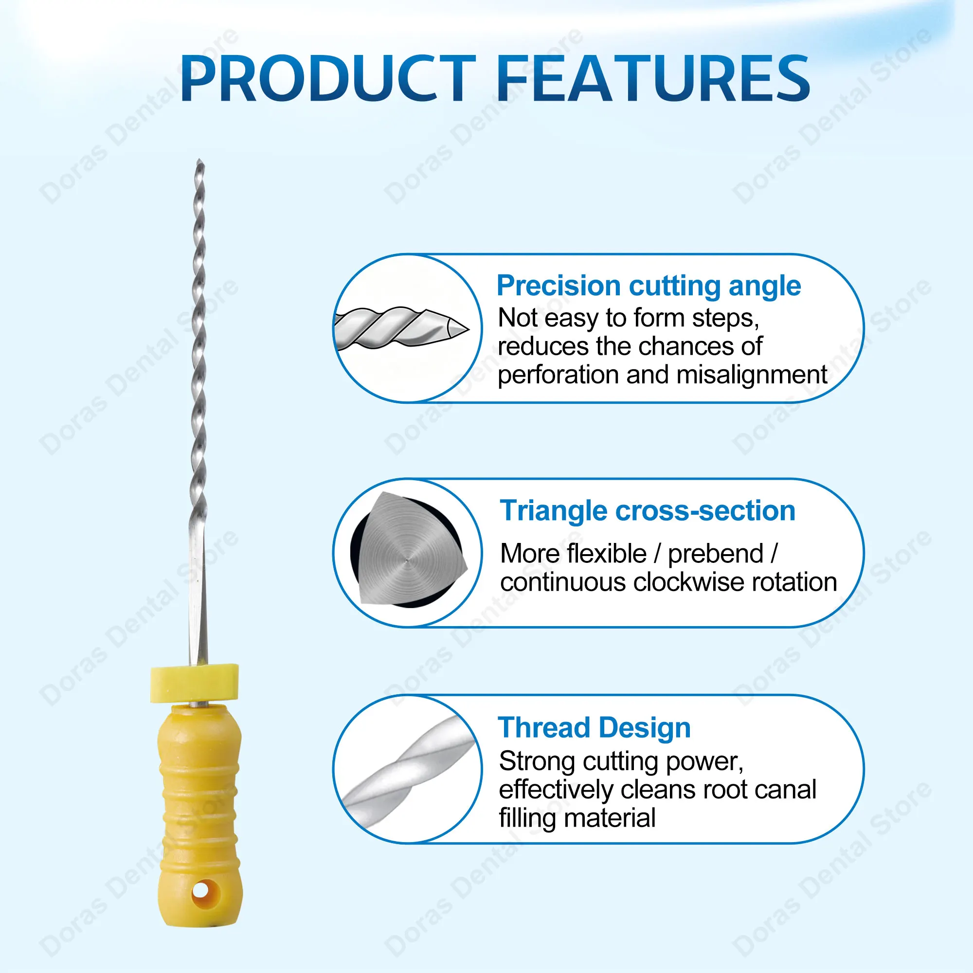 Lima endodóntica Glin NITI, instrumento dental de uso manual para el tratamiento de conductos radiculares y la preparación de los mismos, utilizado en endodoncia.