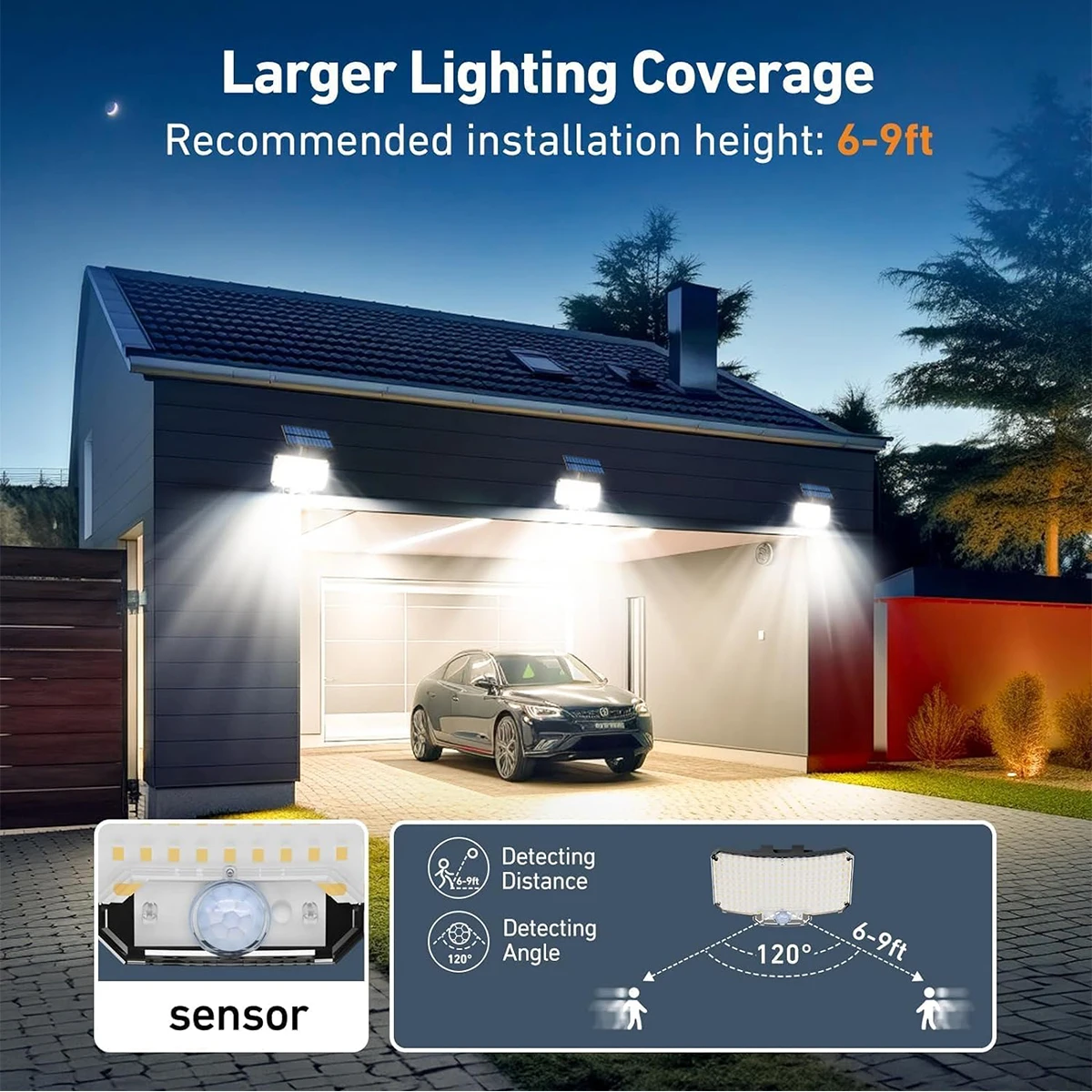 Luces solares para exteriores 234LED 3 modos luces de inundación con sensor de movimiento con control remoto IP65 luces solares de seguridad impermeables para exterior