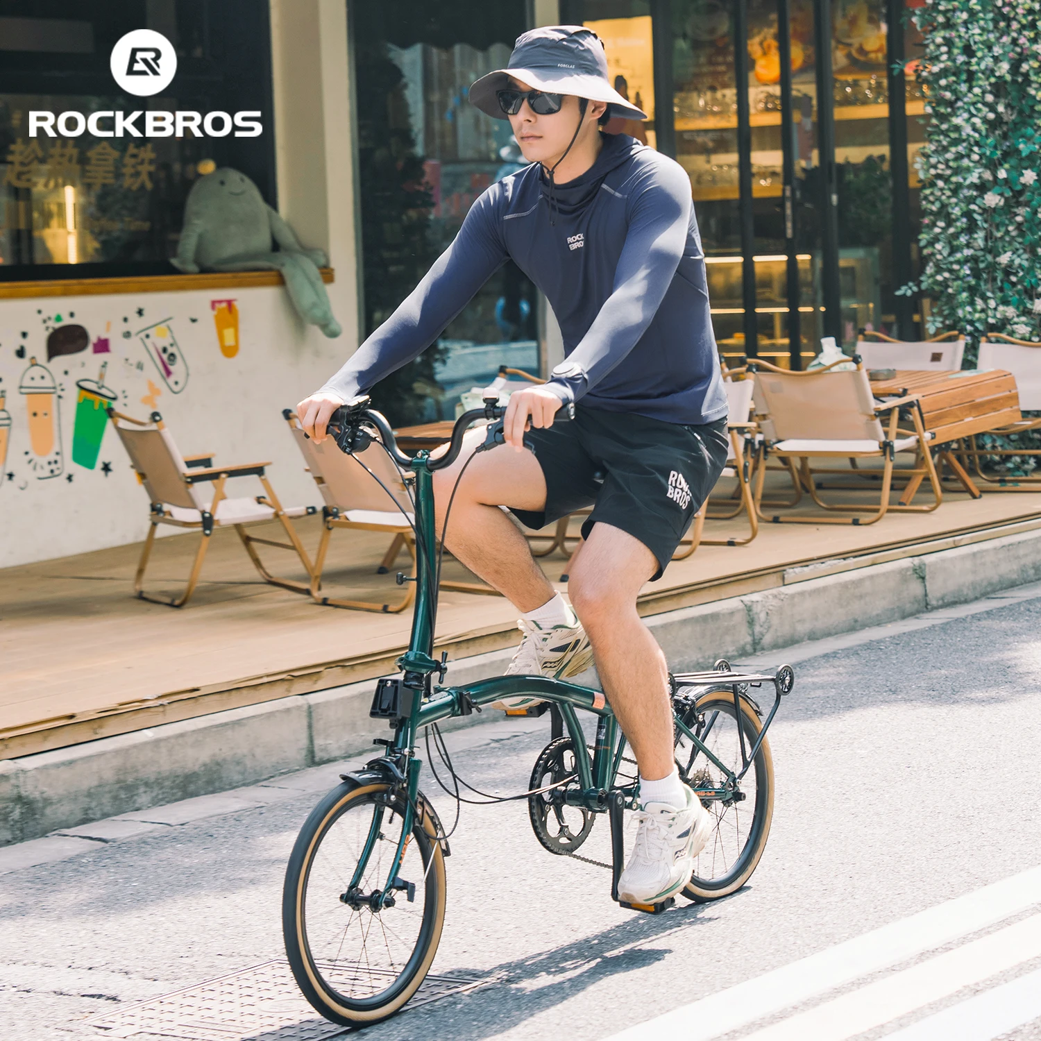 ROCKBROS-Camiseta de ciclismo de verano, transpirable, de secado rápido, con capucha, manga larga, para bicicleta de montaña y carretera, Anti-UV