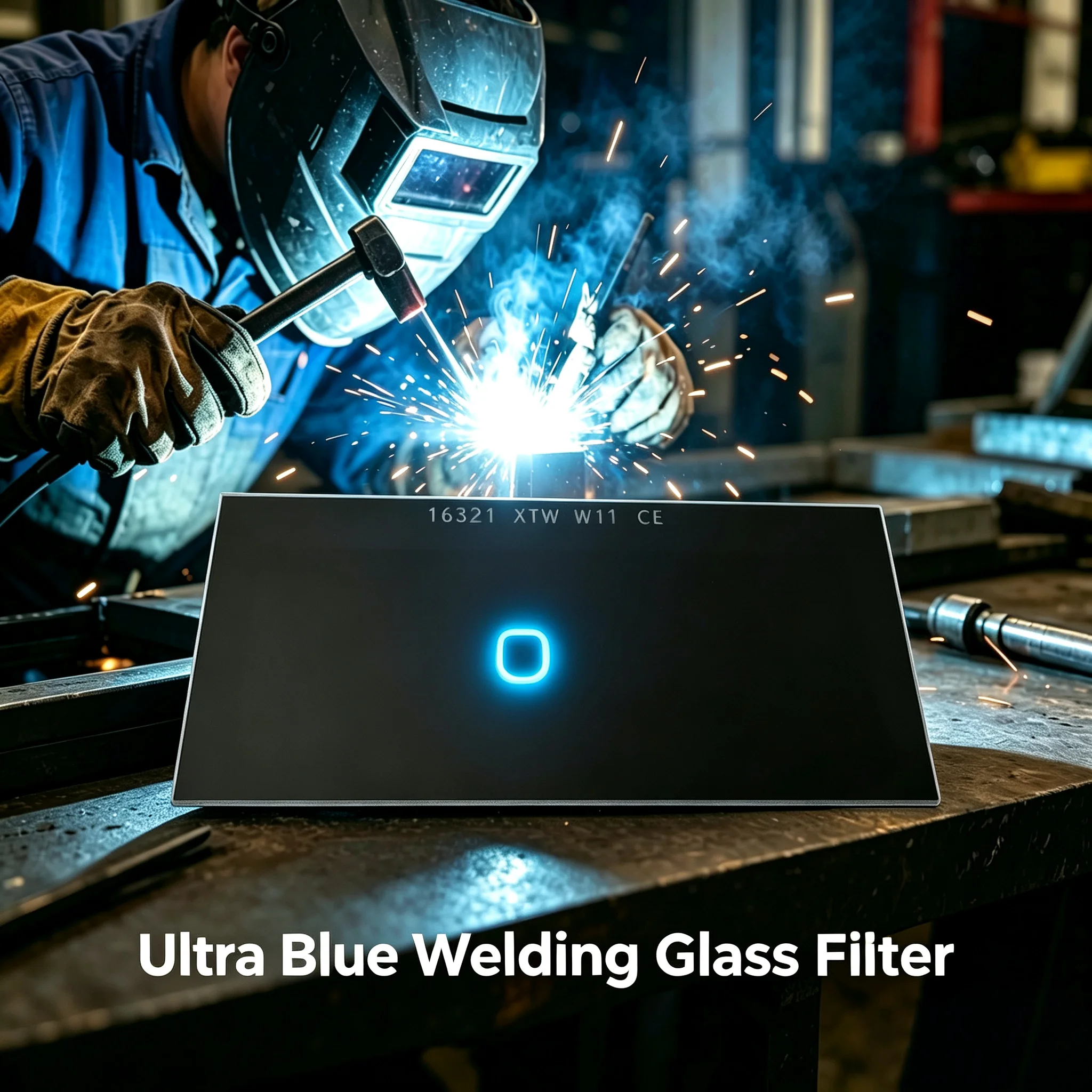 Lente de Filtro para Soldadura, Tono Azul Ultra 9 # 10 # 11 # 12 placas protectoras de vidrio para soldadura con luz azul pura para casco de soldadura