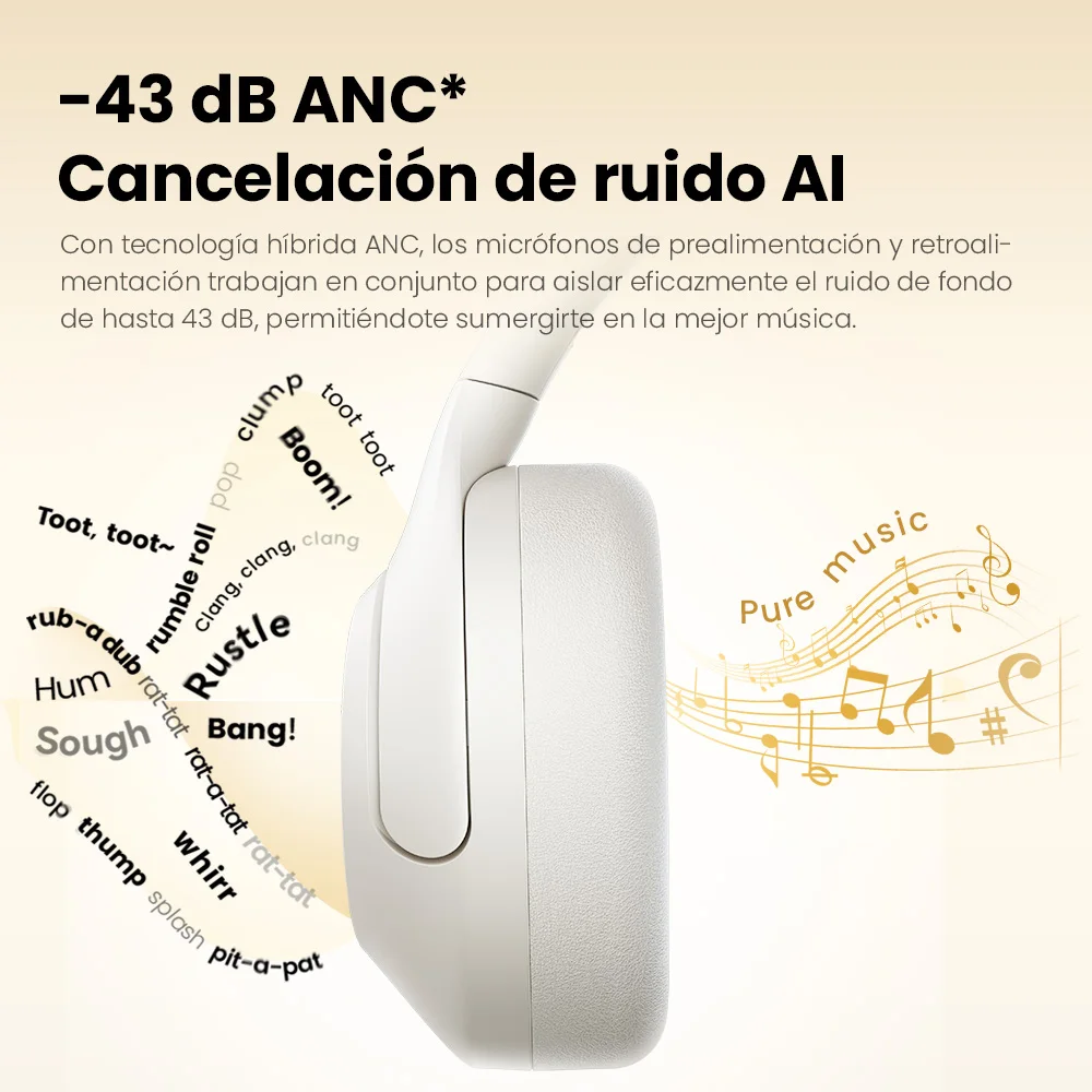 HAYLOU S30 Auriculares inalámbricos Bluetooth 5.4 con micrófono Auriculares con cancelación de ruido Hi-Res Audio 43dB Auriculares activos con controlador de 40mm