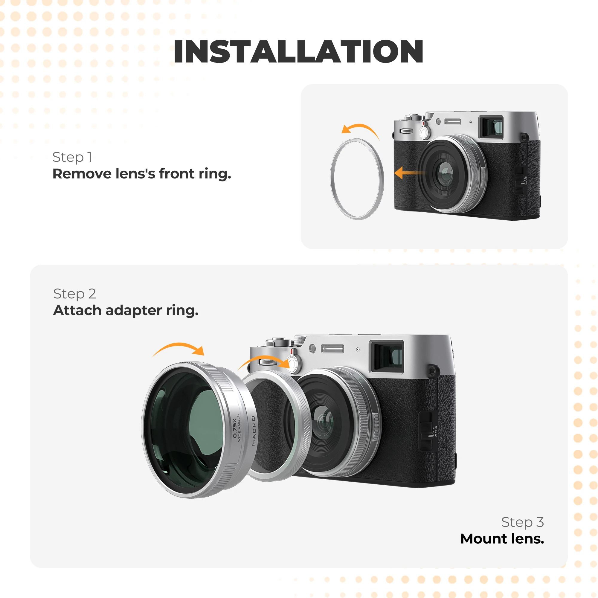 Freewell nuevo estilo 2 en 1 lente de cámara gran angular Macro para cámaras Fuji X100VI y X100V Fujifilm accesorios de fotografía