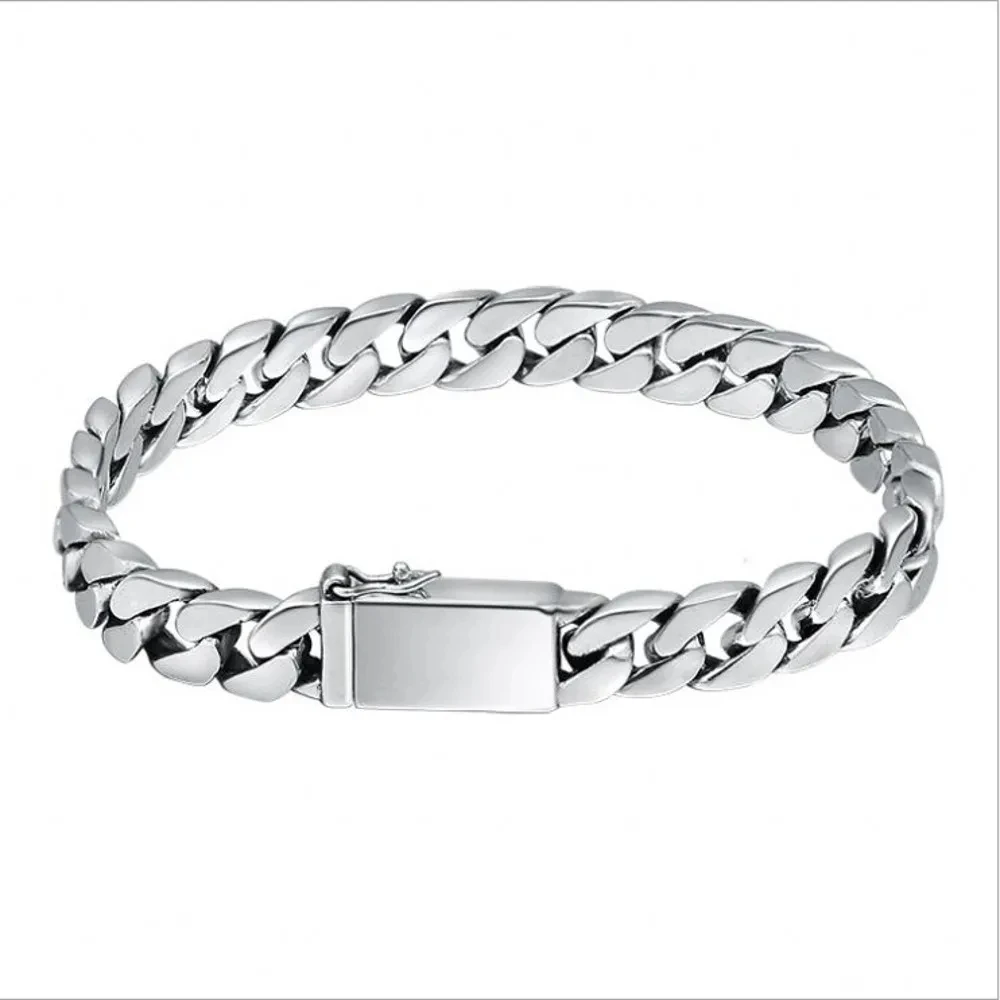 Pulsera 100% de plata esterlina S925 de 8MM, estilo punk, joyería de plata S925 que nunca se desvanece, con certificado de autenticidad, regalos de joyería para hombres y mujeres.