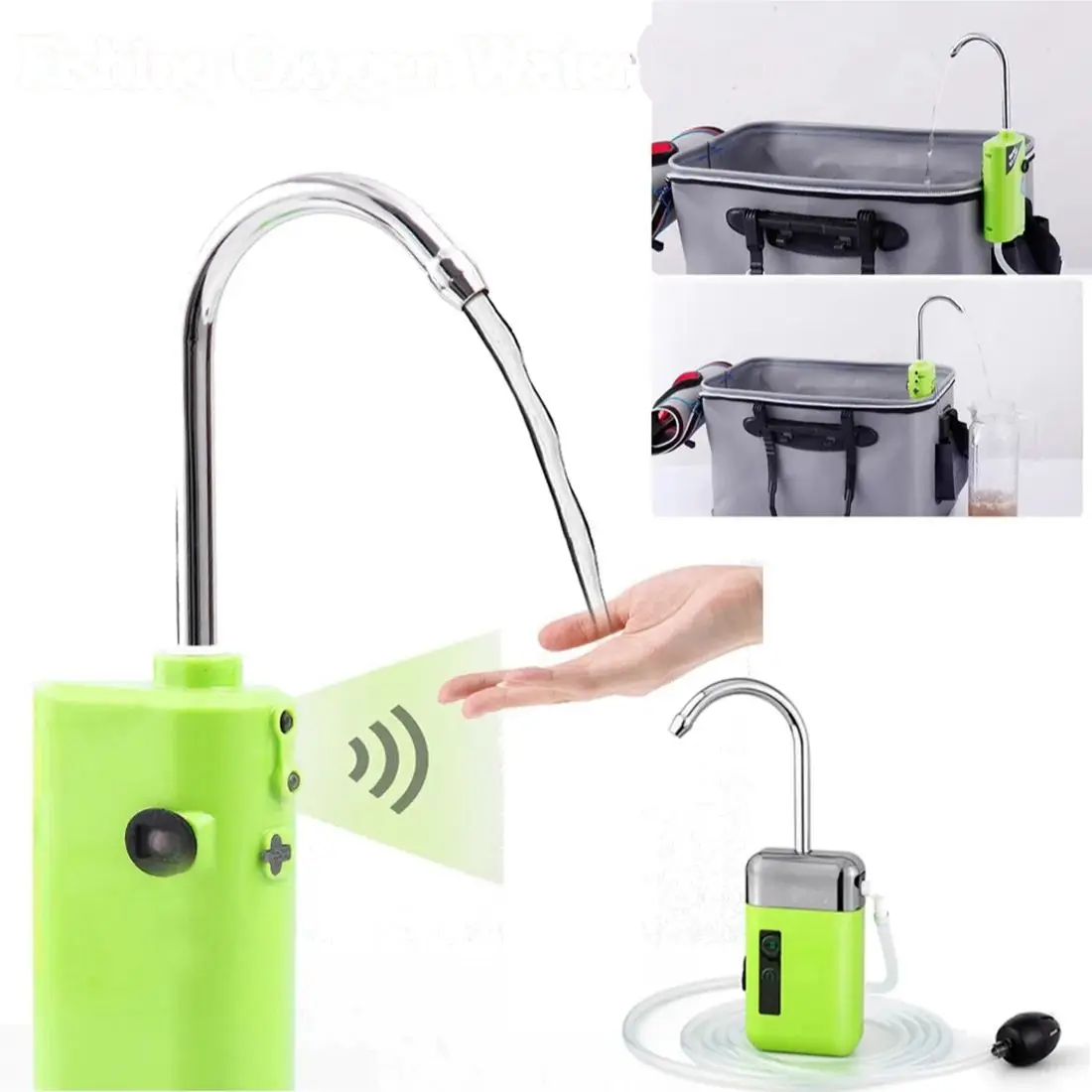 Bomba de aire bomba de oxígeno de agua con sensor multi-función recargable al aire libre pesca aparejos de pesca