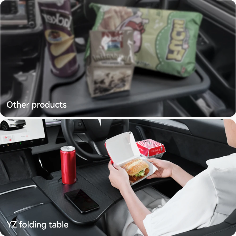 Mesa de escritorio YZ para Tesla Model 3/Y/YL Highland Juniper 2021-2026, bandeja para volante de coche, mesa para ordenador portátil, mesa para comida, mesa de oficina portátil