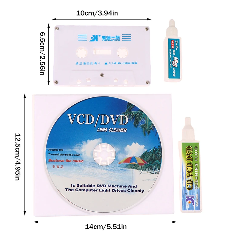Limpiador de Lentes para Reproductores de CD, VCD y DVD, Limpiador de Cabezales de Casetes de Audio, Desmagnetizador, Limpiador de Cabezales Húmedo/Seco para Reproductores de Casetes de Audio