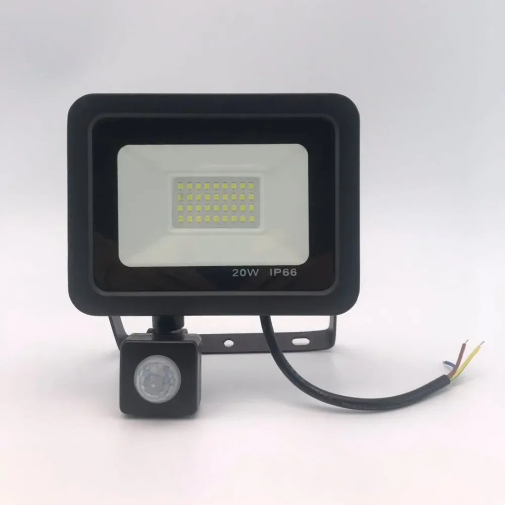 Reflector LED de Inducción de 10W 20W 30W 50W 100W con Sensor PIR Ajustable, 110V 220V, para Iluminación Exterior de Calles y Plazas