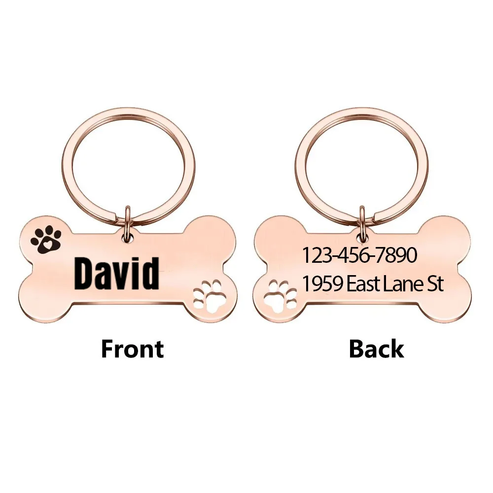 1 unidad de etiquetas de perro personalizadas con nombre y texto románticos AURA, placa con nombre para mascotas, Collar de perro personalizado con nombre para mascotas