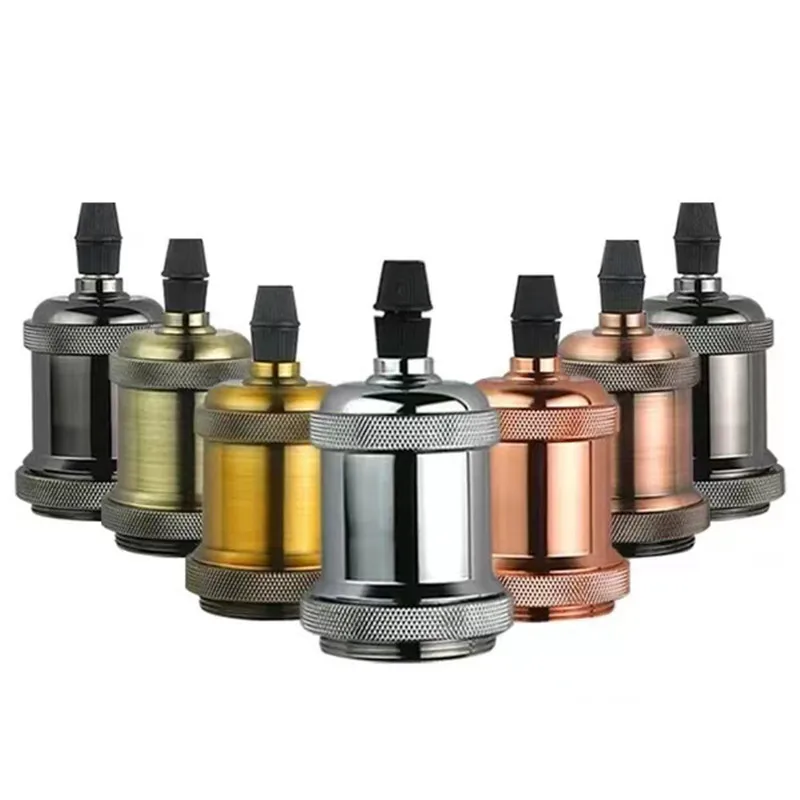 Base de lámpara de 6 piezas, portalámparas Retro E26, E27, Industrial, Edison, 220V, accesorio de portalámparas de cobre cromado