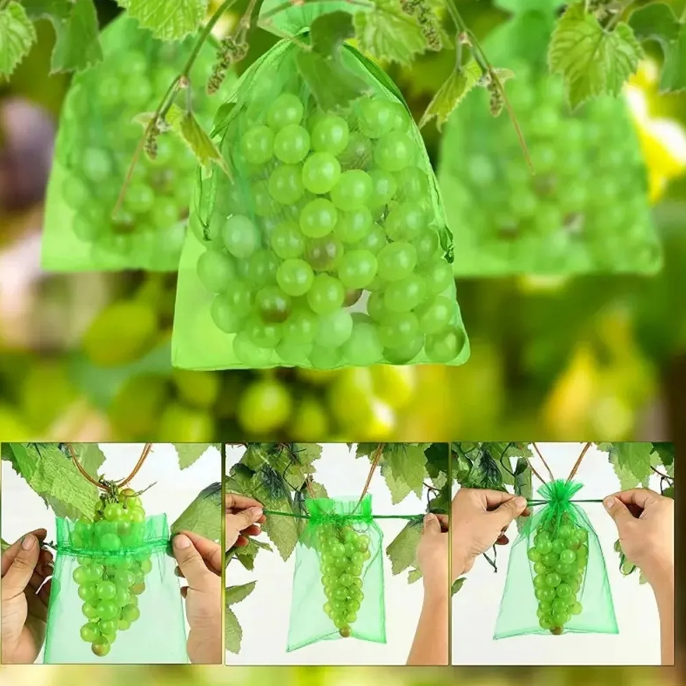 50-300 Uds. Bolsas de malla protectora para frutas, bolsas de protección para uvas, bolsas de malla antipájaros para jardín, cubierta de malla para plantas y vegetales