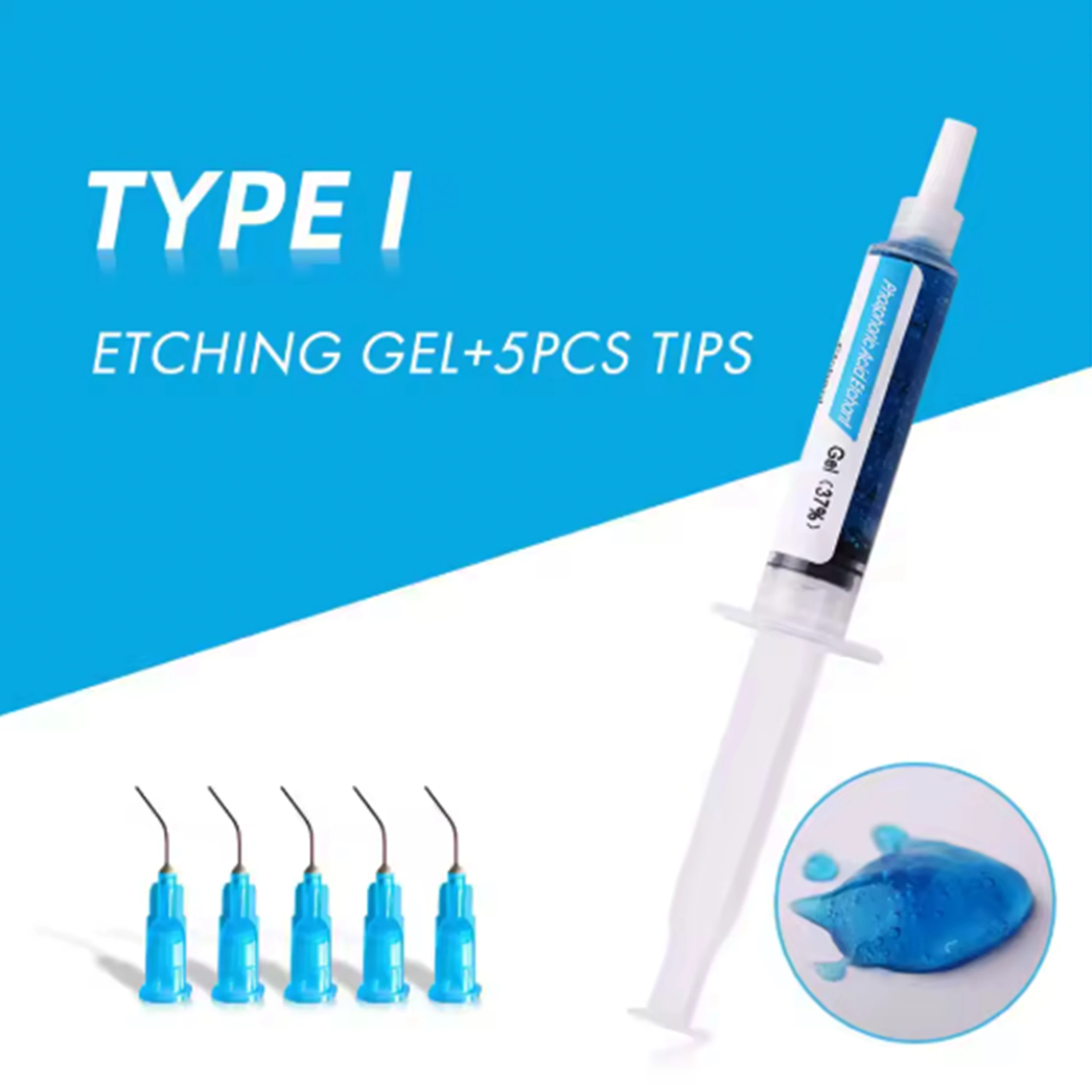 Gel de grabado dental con ácido fosfórico al 32%, 35%, 37% (opciones multimarca y multitamaño: 5ml/10ml/50ml) para adhesión universal + 5 agujas