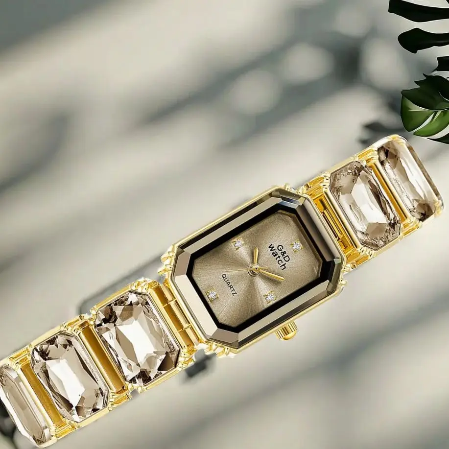 Reloj de Cuarzo con Esfera Cuadrada Dorada Pequeña para Mujer, Reloj de Pulsera de Lujo con Diamantes, Reloj de Moda para Mujer, Relojes para Damas