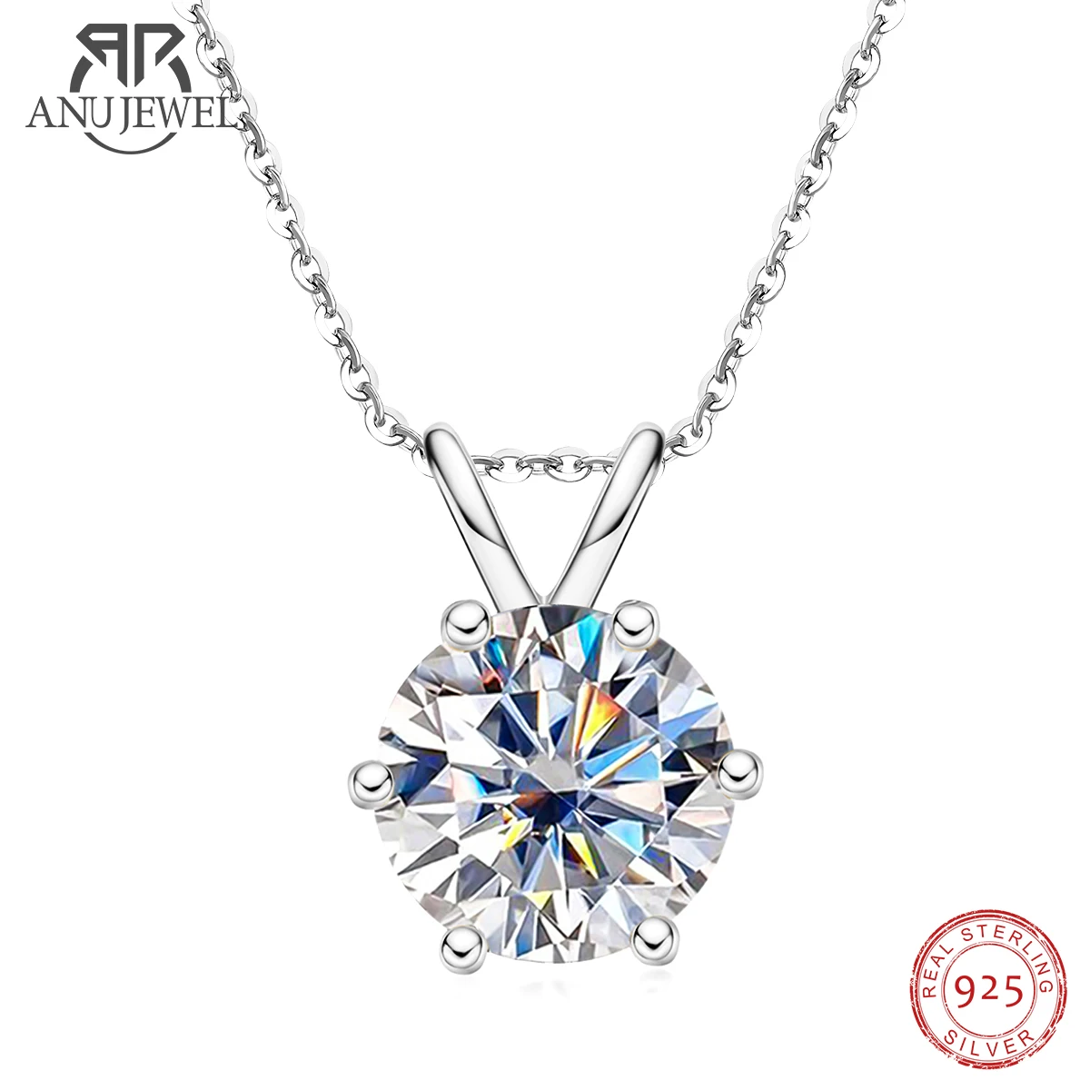 AnuJewel-collar con colgante chapado en oro de 18K, 1CT, 3CT, 5CT, D, Diamante de moissanita de Color, de alta calidad, joyería fina, regalos al por mayor